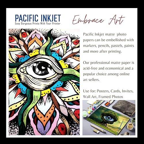 Miniatura 8 de Papel de artista de inyección de tinta mate blanco brillante sin ácidos de calidad profesional (5 x 7 pulgadas), 100 hojas de 8.11 ozm y 12 mil. Un