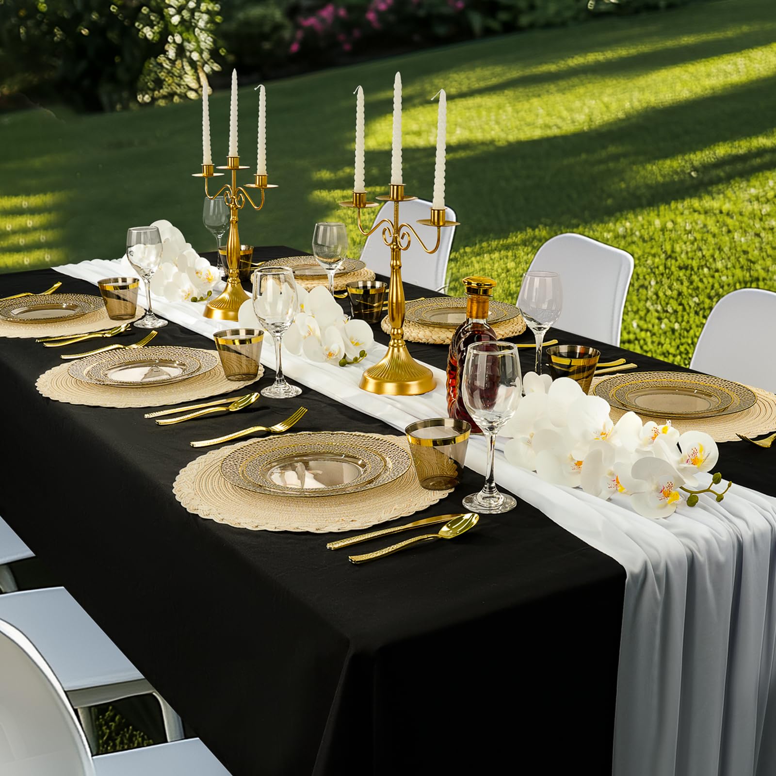 Black Plastic Plates - 350 Pack for 50 Guests -7 Black Plastic Plates - 350 Pack for 50 Guests -7