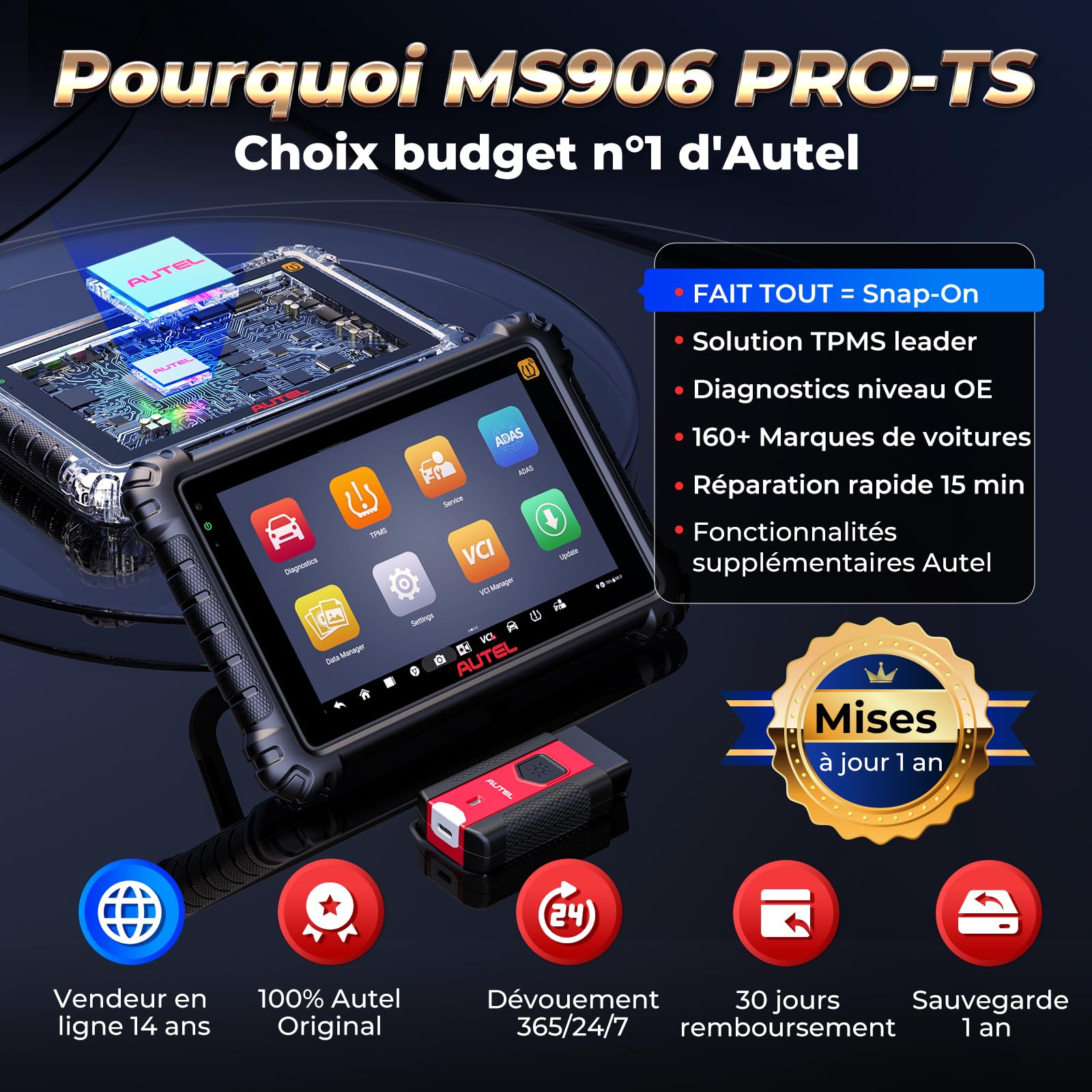 Autel MaxiSYS MS906 Pro-TS Diagnostic Voiture Outil de Programmation TPMS