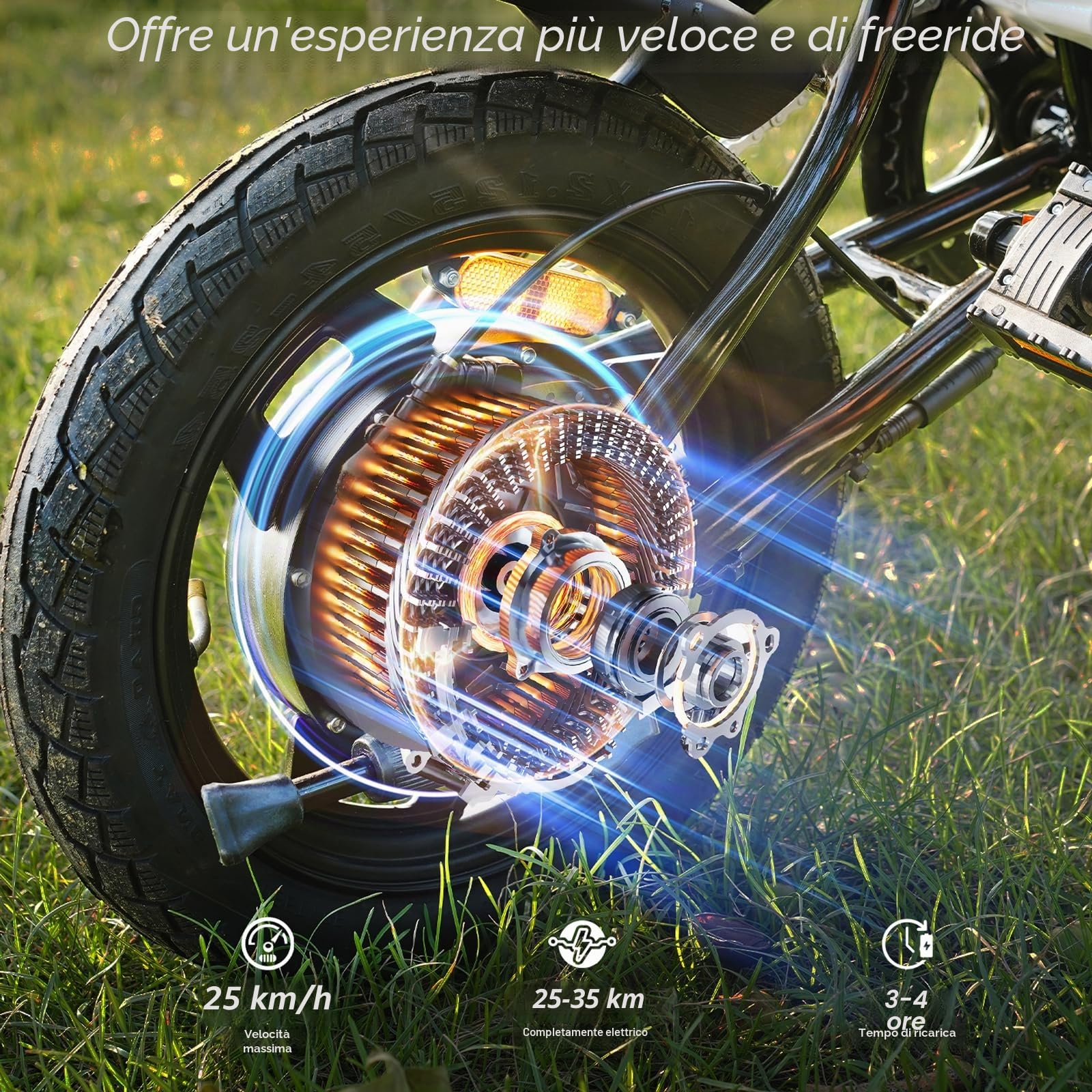 Bicicletta elettrica da 14 pollici, per adulti, 250W motore con portata di 35 – 45 KM, mini bici elettrica con 3 modalità di guida, bici elettrica da 25 km/h per uomo e donna