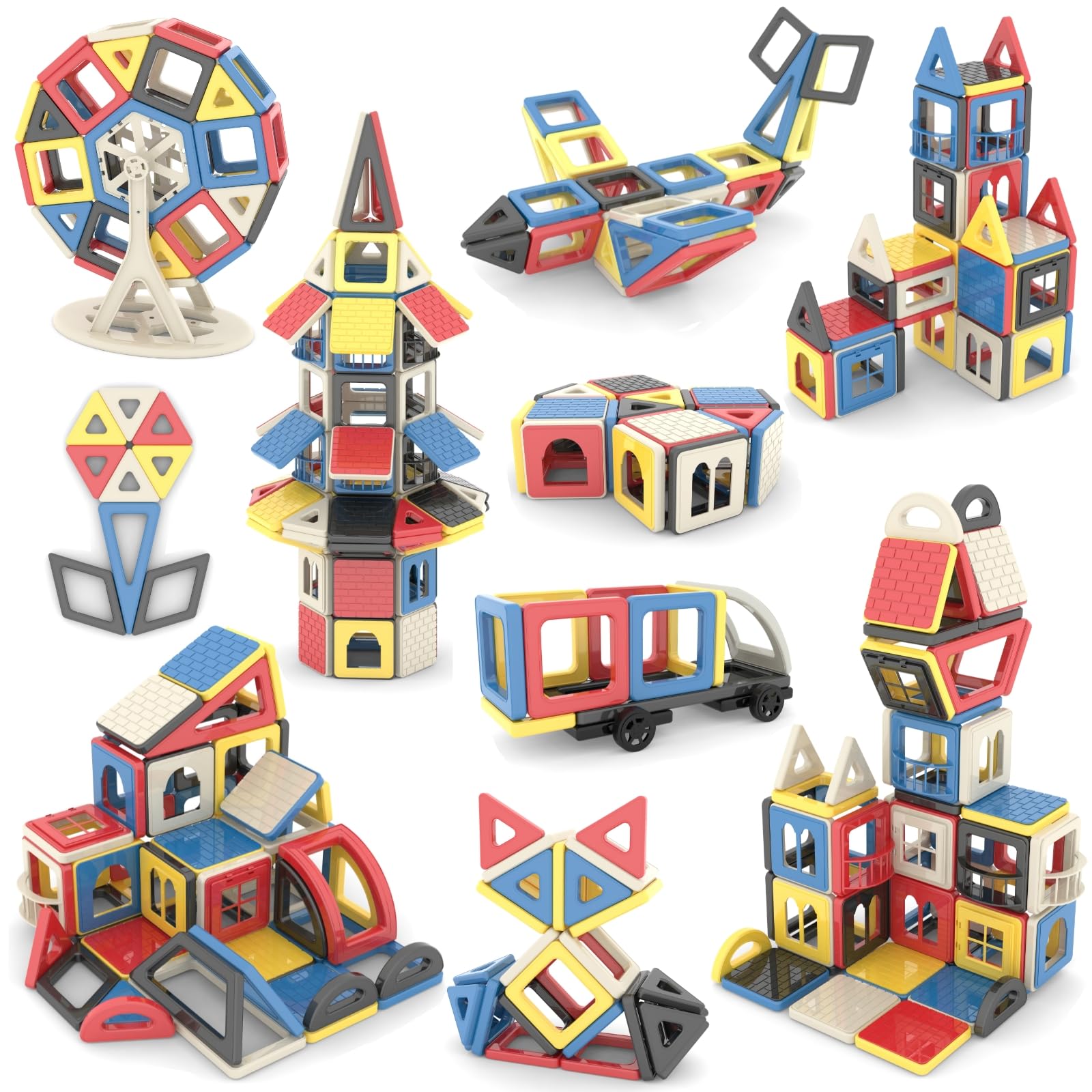 ASOK Mini Size 169PCS Magnetic Building Blocks Educational STEM Construction Kids Toys for 3+ 4 5 6 7 8 Boys Girls