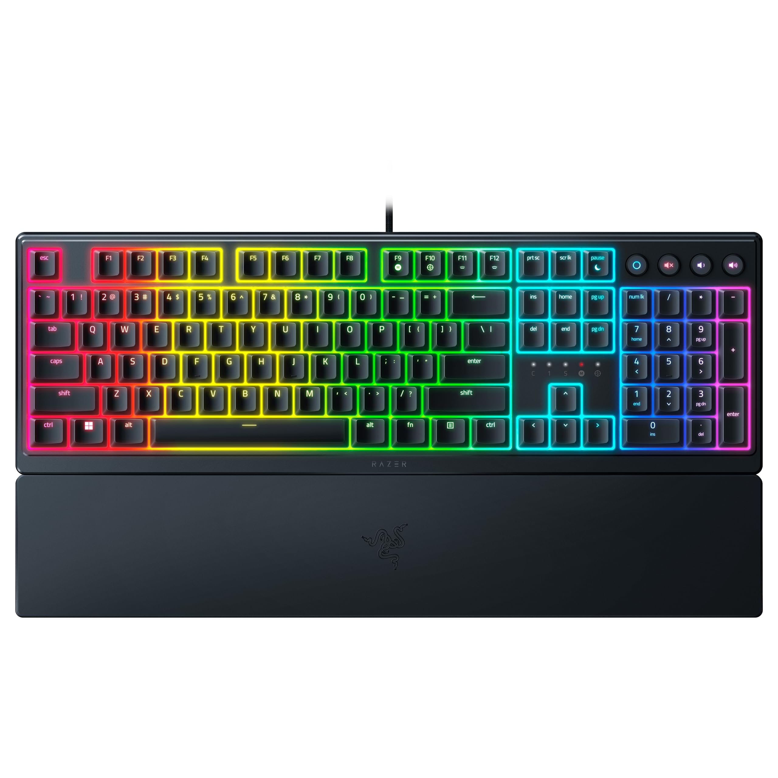 Razer Ornata V3 - Low Profile Gaming Keyboard (Hybrid Mecha-Membrane Switch, UV-coated Keycaps, Magnetic Soft-Touch Wrist Rest, RGB Chroma) US Layout | Black