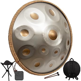 Handpan Drum 22 Inch for Adults,D Minor Kurd 10 Notes - 440Hz Professional Hand Pan for Meditation, Music Therapy & Live Performances (Blue)