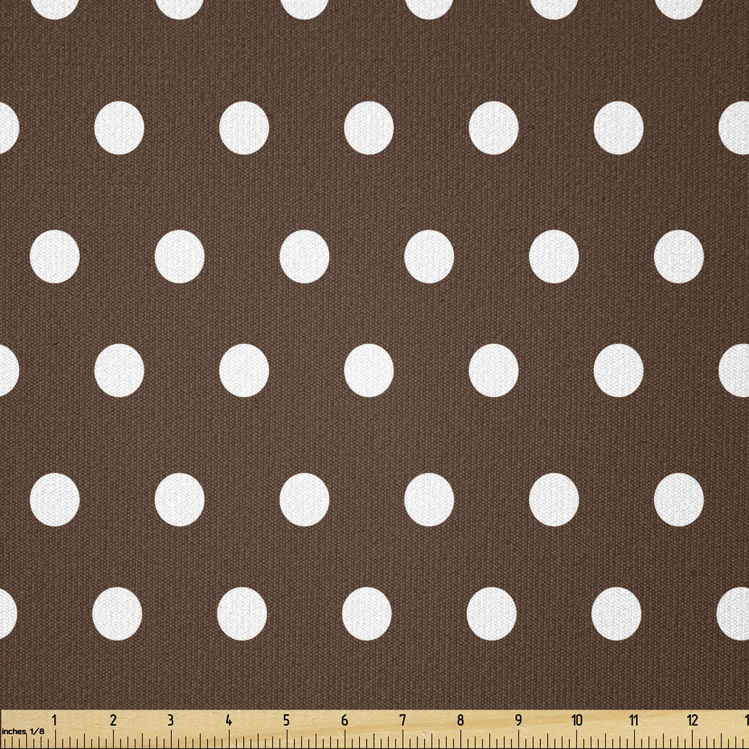 Lunarable Brown Fabric by The Yard, Nostalgic White Polka Dots on Dark Background Contrast Classic Vintage Elements, Stretch Knit Fabric for Clothing Sewing and Arts Crafts, 3 Yards, Dark Brown White