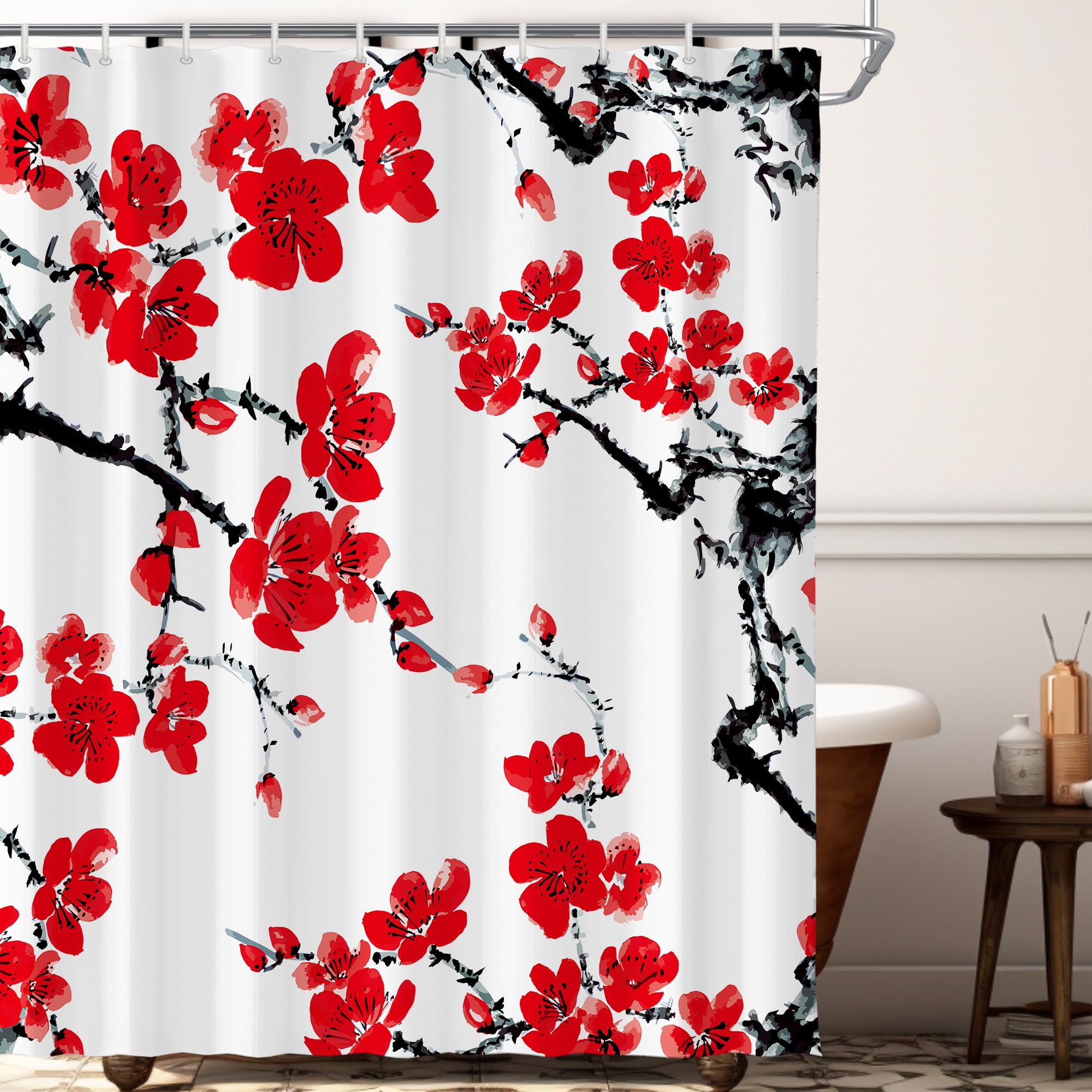 Duschvorhang-Set 152x183 Cm Mit 12 Haken - Wasserdichtes Polyester, HD-Druck, Maschinenwaschbar