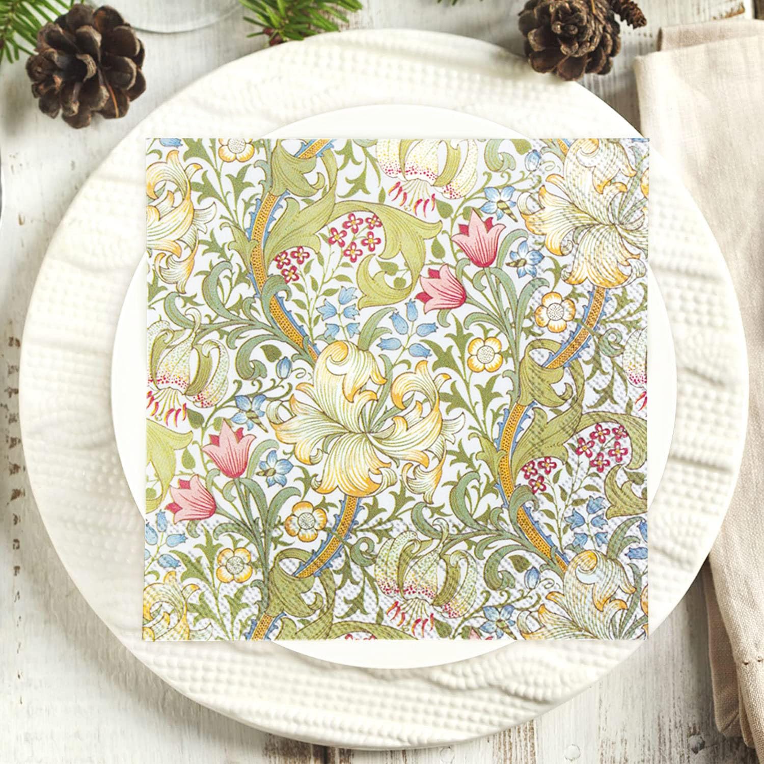 Servilletas Papel Plantas Verdes De Matcha Desechables Servilletas Decoupage Cocktail Cumpleaños 2 Capas Toilet Papel Higienico Decoración de Mesa para Bodas,Fiesta en el Jardín 30 Paquetes(33x33cm）
