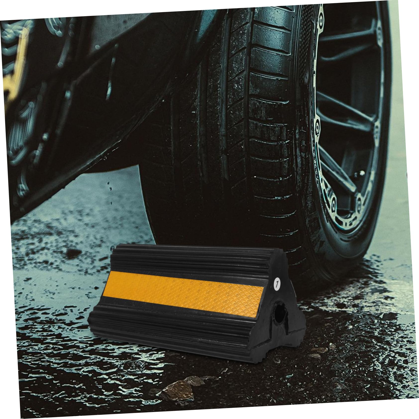 Cabilock Calzos para Ruedas De Goma Antideslizantes con Cinta Reflectante, Tope Triangular Portátil 210x115x105 Mm para Automóviles, Camiones y Remolques, Uso En Pendientes y Estacionamiento Seguro