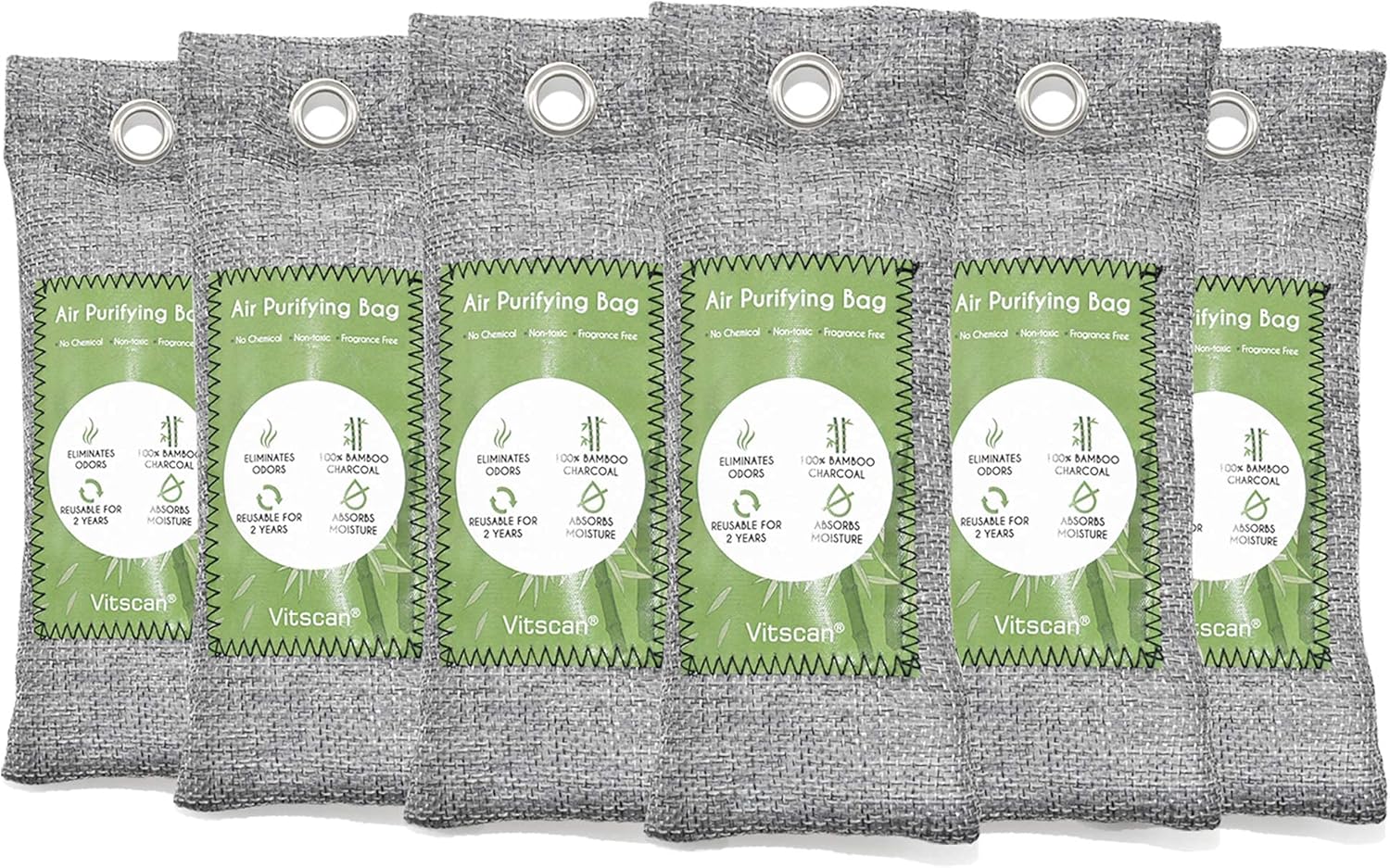18 Pack Bamboo Charcoal Air Purifying Bag, Activated Charcoal Bags Odor Absorber, Moisture Absorber, Natural Car Air Freshener, Shoe Deodorizer, Odor Eliminators For Home, Pet, Closet (6x50g, 6x150g)