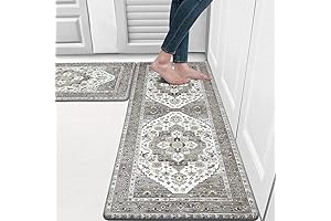 HEBE Anti-Fatigue Kitchen Mat: Vintage Flourishes Meet Modern Comfort