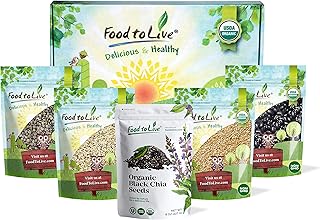 Organic Beans & Seeds in a Gift Box – Organic White Quinoa, Organic Hemp Seeds, Organic Chia Seeds, Organic Black Beans and Organic French Green Lentils