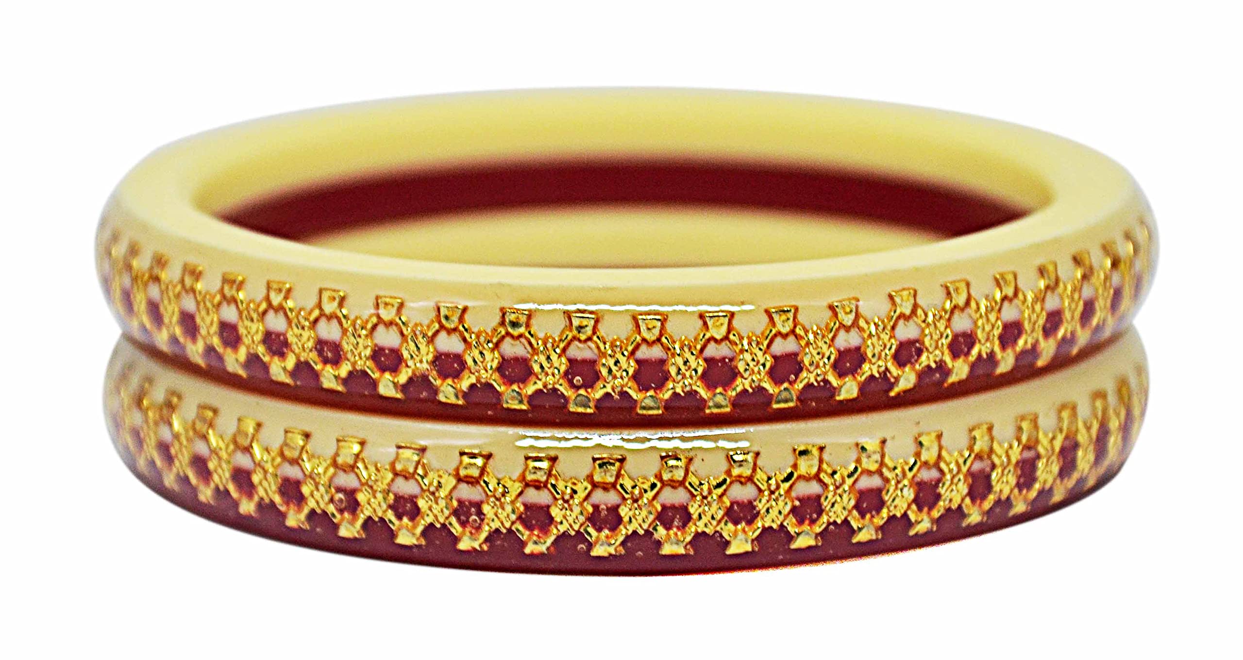 BOVZEN Gold Plated Laminated Acrylic Shakha Pola Bangle White And Red, Set Of 2 For Women (2-6) (B09TRGHN8K) Amazon Price History, Amazon Price Tracker