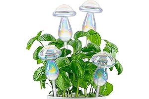 Self-Watering Mushroom Paradise: 4 Pack Iridescent Rainbow Plant Watering Globes
