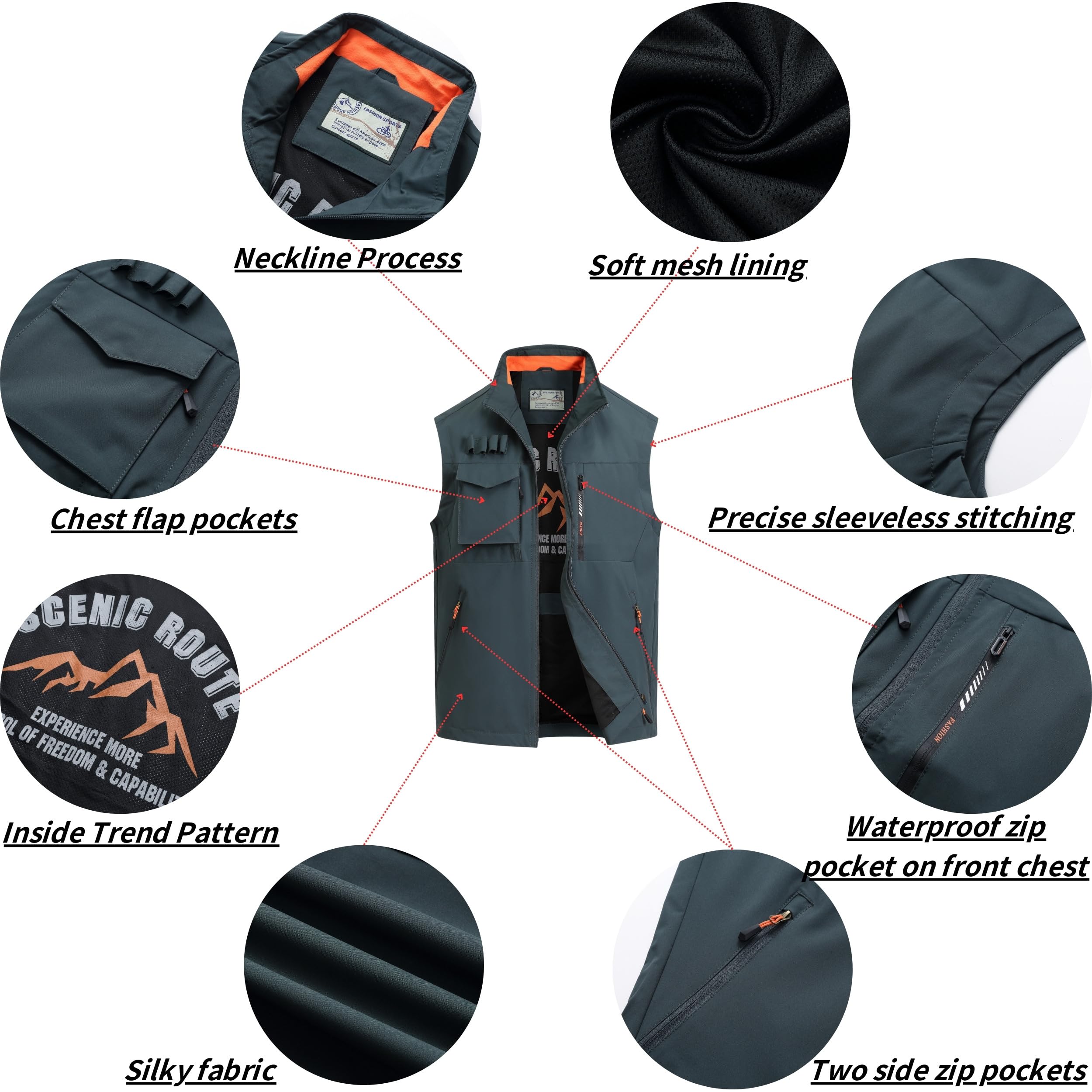 Gilet da Pesca da Uomo All'aperto Gilet Leggero Traspirante Giacca Multi-Tasca Gilet Asciugatura Sportivo Rapida Gilet Caccia Tempo Libero Fotografi Giacche