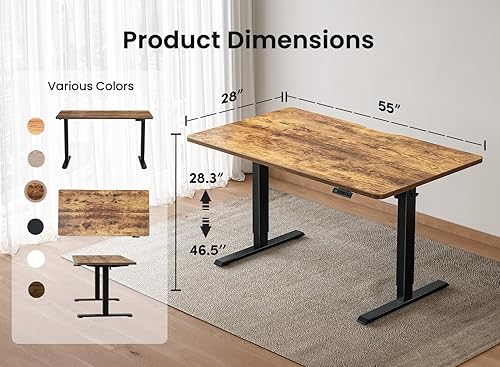 Miniatura 138 de FEZIBO - Escritorio eléctrico ajustable para trabajar sentado o de pie, 40 x 24 pulgadas, para oficina en casa, escritorio ergonómico para Negro