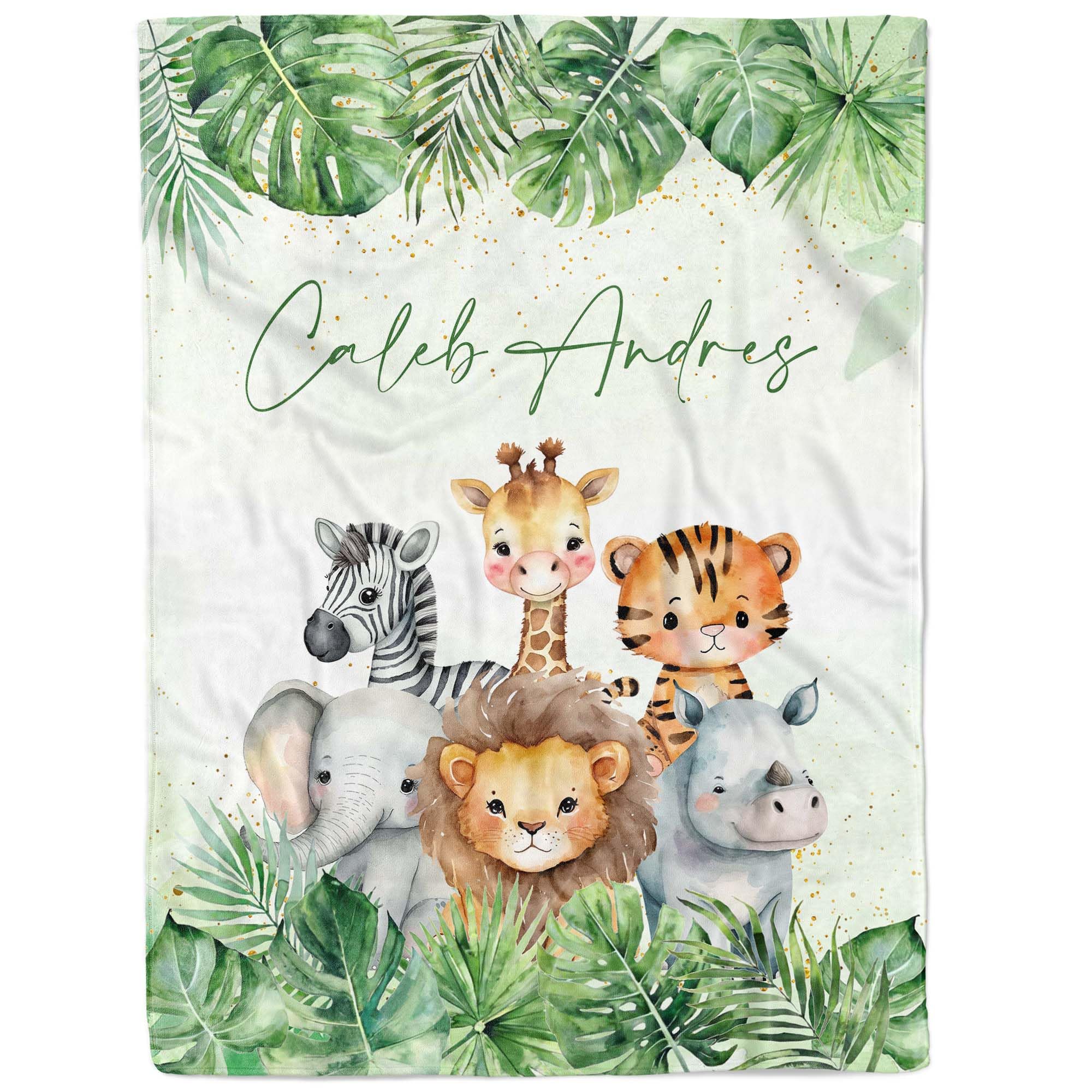 MDPrints Global Safari Animal Personalized Baby Blankets for Boys, Personalized Baby Gifts with Name, Customized Baby Blanket, Newborn Boy Gift,