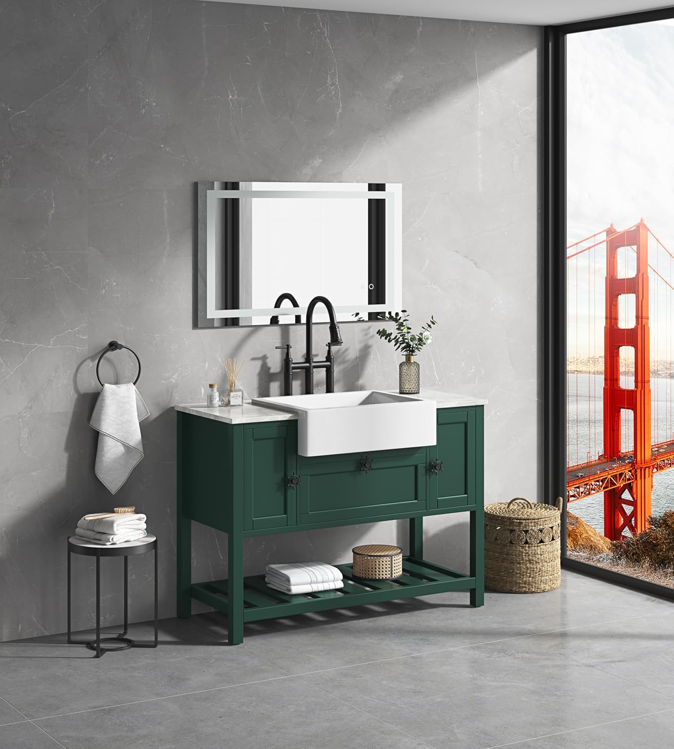 40 x 24 Inch LED Bathroom Mirror with Front and Backlight, Wall Mounted Vanity Mirror, Anti Fog, Memory, 3 Colors, Stepless Dimmable