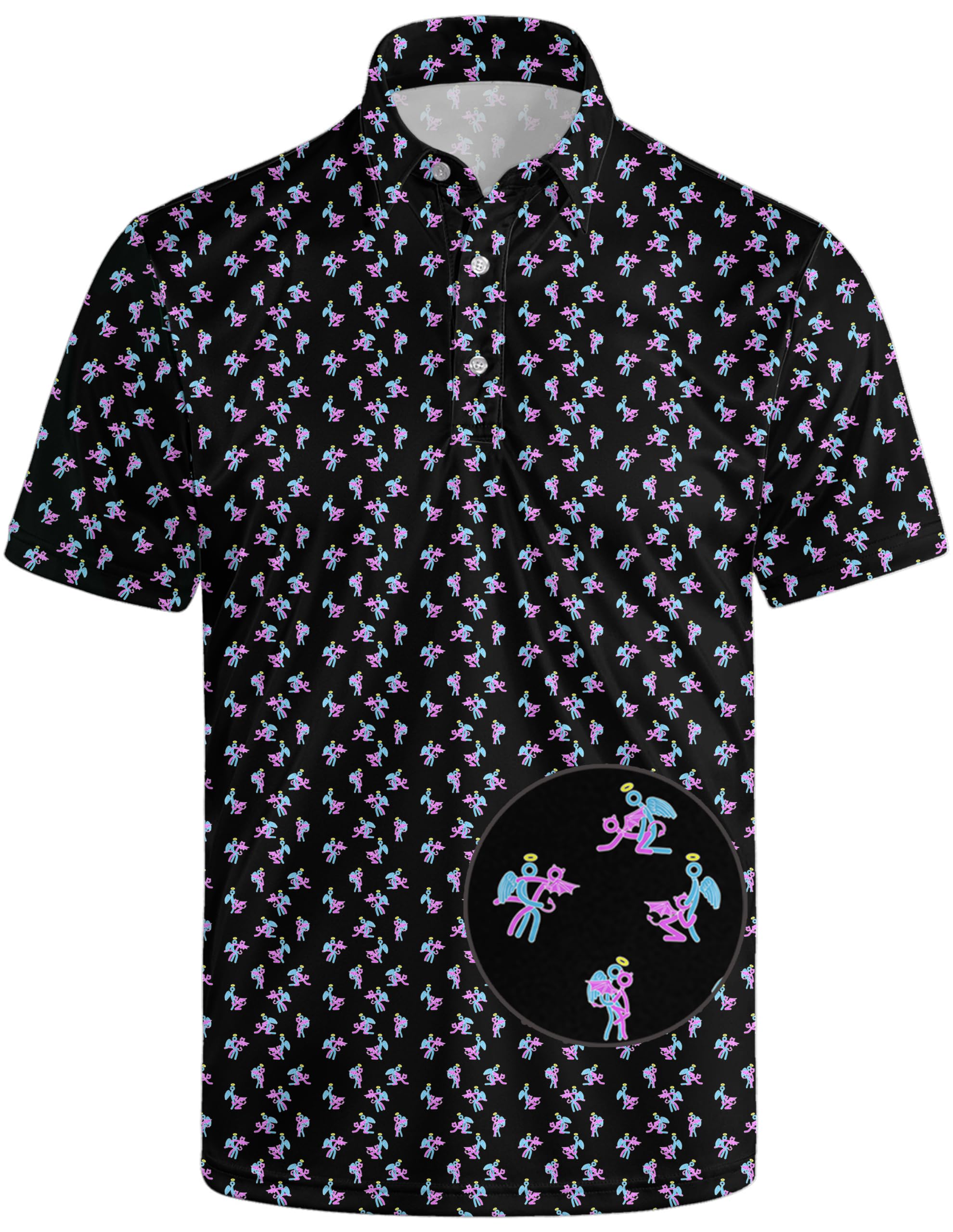 GUYEP Golf Shirts for Men Quick Dry Funny Golf Polo Shirts Short Sleeve Moisture Wicking Polo Shirts for Men