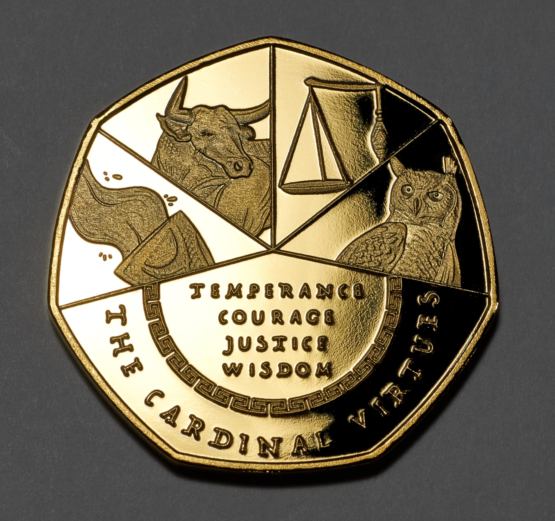 The Commemorative Coin Company Silver Marcus Aurelius Stoic/Stoicism 24Ct Gold Commemorative Coin. Cardinal Virtues. Gift/Present