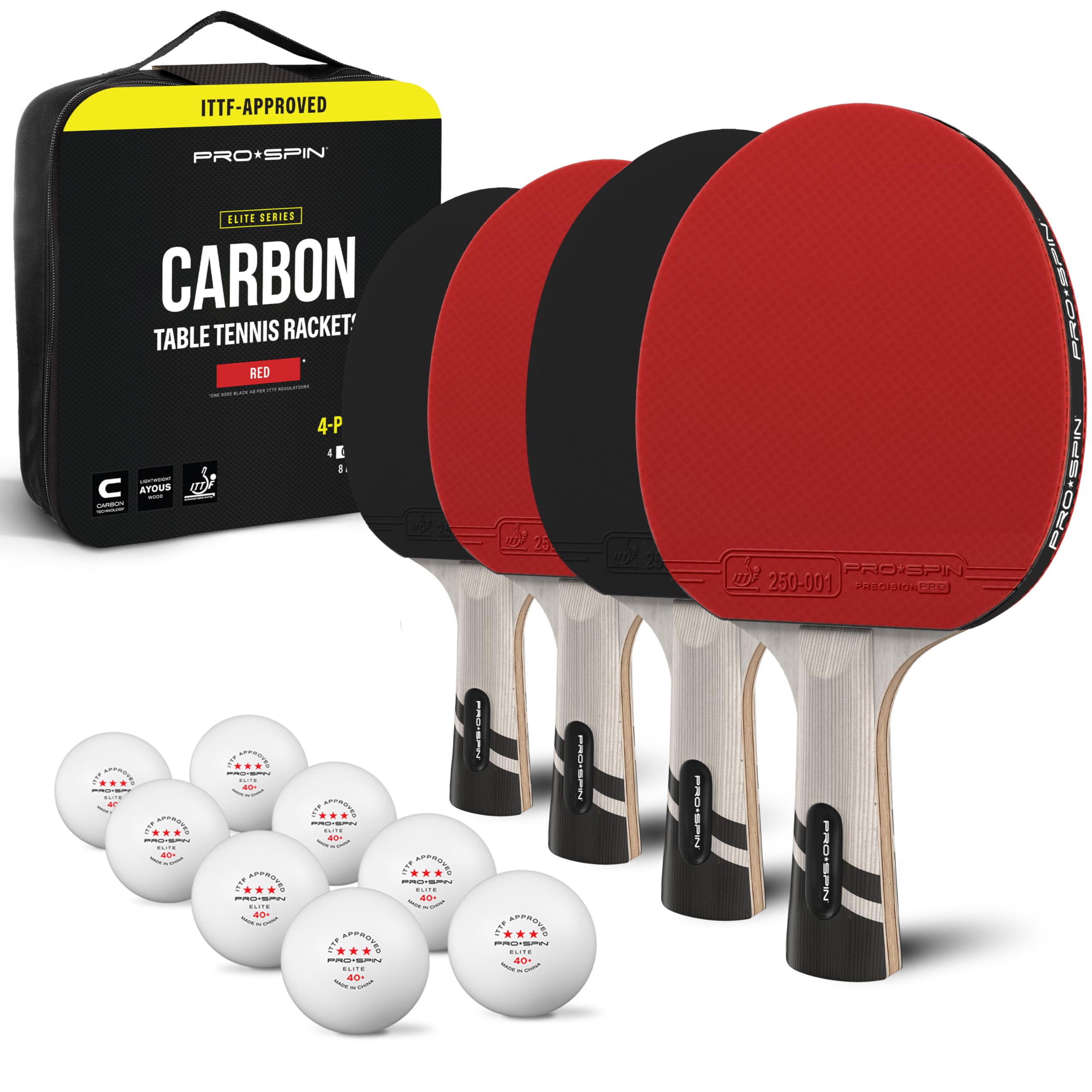 PRO SPIN Table Tennis Bat With Pro Carbon Fibre Technology for Increased Control, Spin & Power | Performance-Level Ping Pong Bat | With Premium Rubber Protector