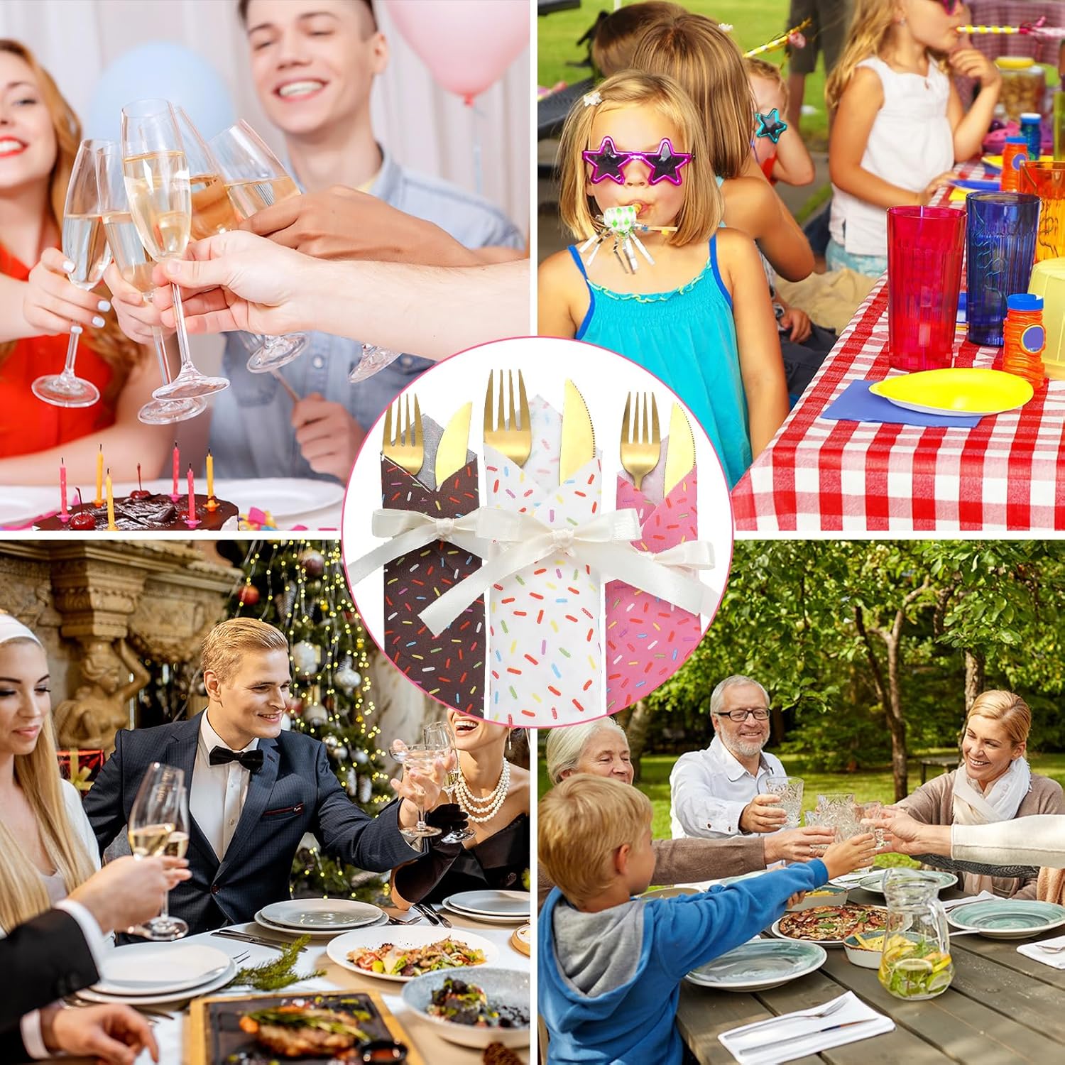 150 Pcs Donut Sprinkles Napkins Ice Cream Donut Party Supplies Disposable 2 Ply Paper Napkins Hand for Dessert Birthday Baby Shower Treats Cupcake Party Table Decor Dinner - Image 6