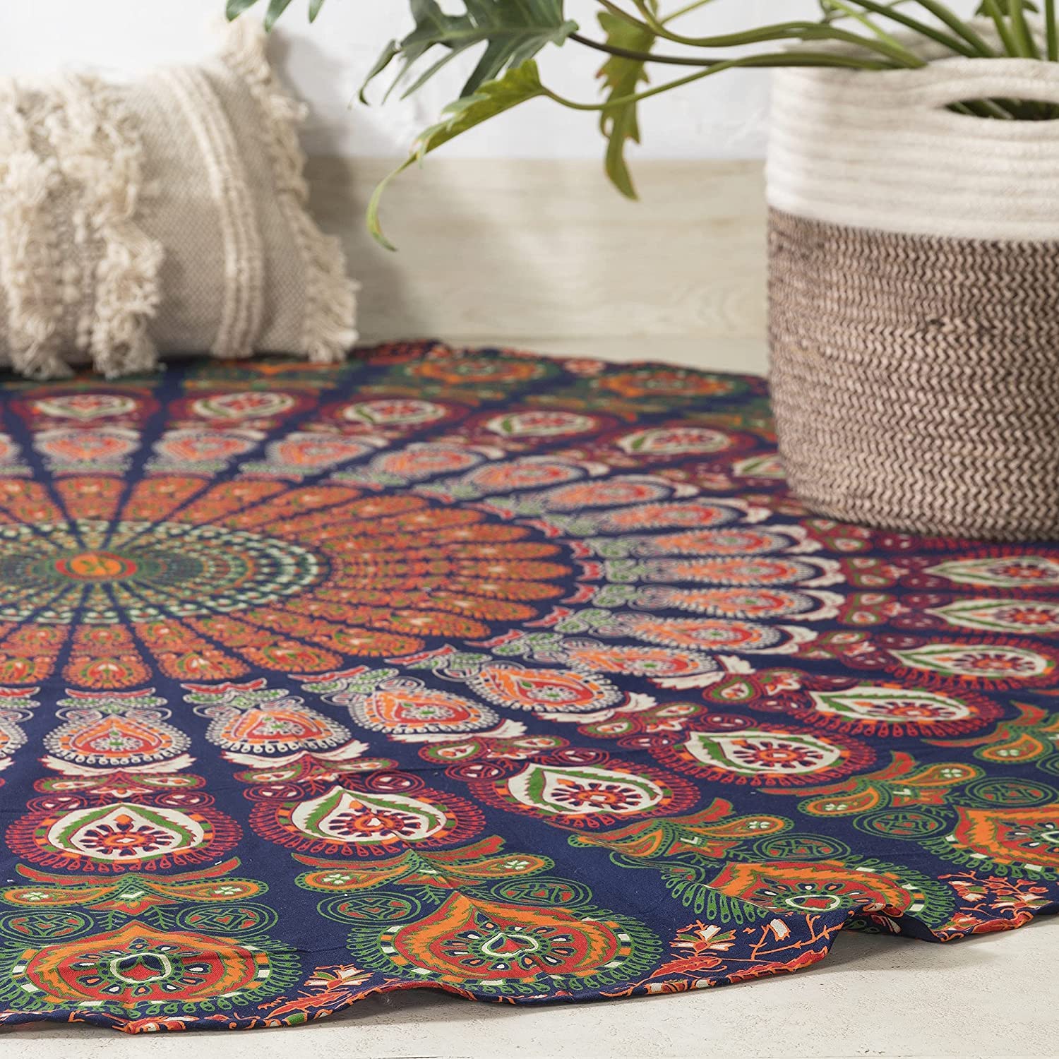 Popular Handicrafts Popular Round tapestry Indian Mandala Roundie Beach Throw Tapestry Hippy Boho Gypsy Cotton Tablecloth - Image 3