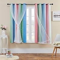 Vista 82 de XiDi Cortinas rosas y grises para dormitorio de niñas, calcomanías de pared de unicornio, cortina verde, cortinas de oscurecimiento de habitación