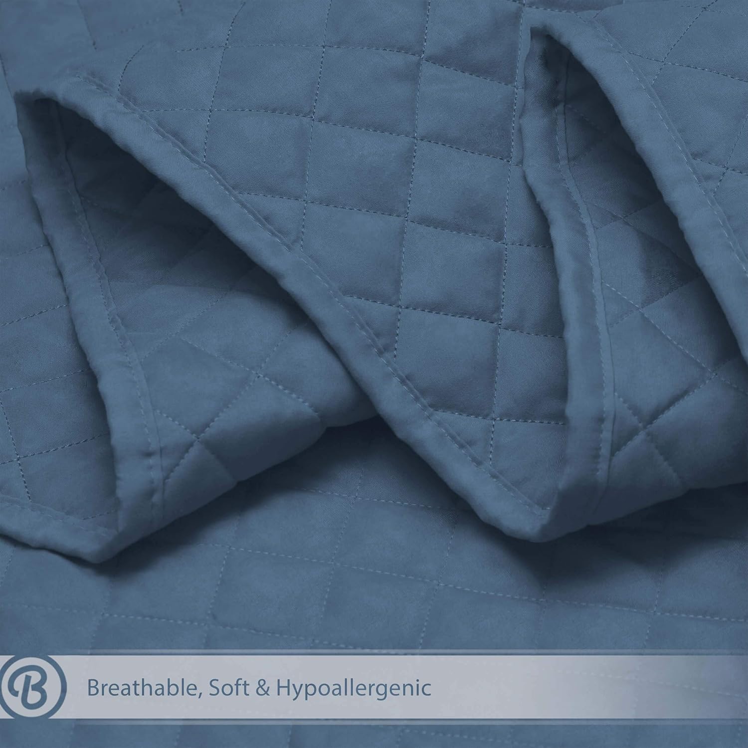 Bare Home Split Queen Coverlet Set + Microfiber Sheet Set - Diamond Stitched Lightweight Bedspread - Ultra-Soft Microfiber (Coverlet: Coronet Blue, Sheet:White)