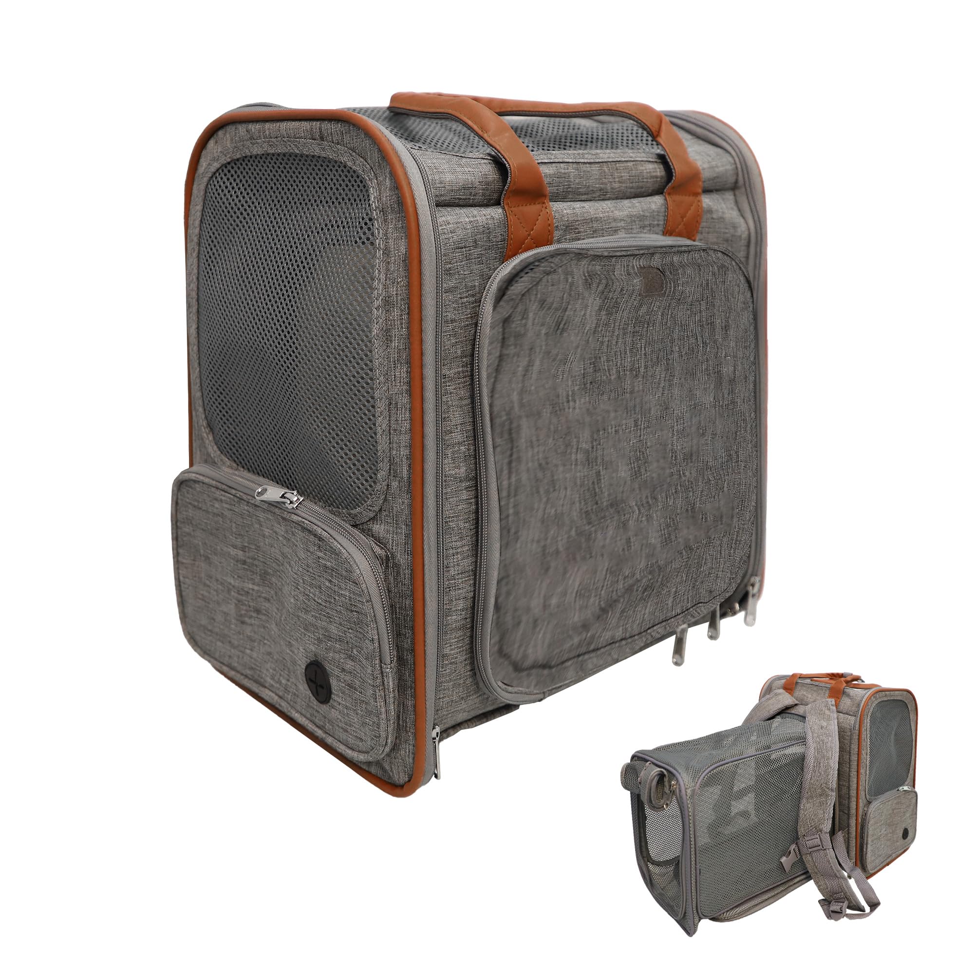 Expandable Pet Backpack - Airline Approved Foldable Cat Carrier with Breathable Mesh & Storage Pockets - Pet Backpack Carrier for Small Cats Dogs Puppies