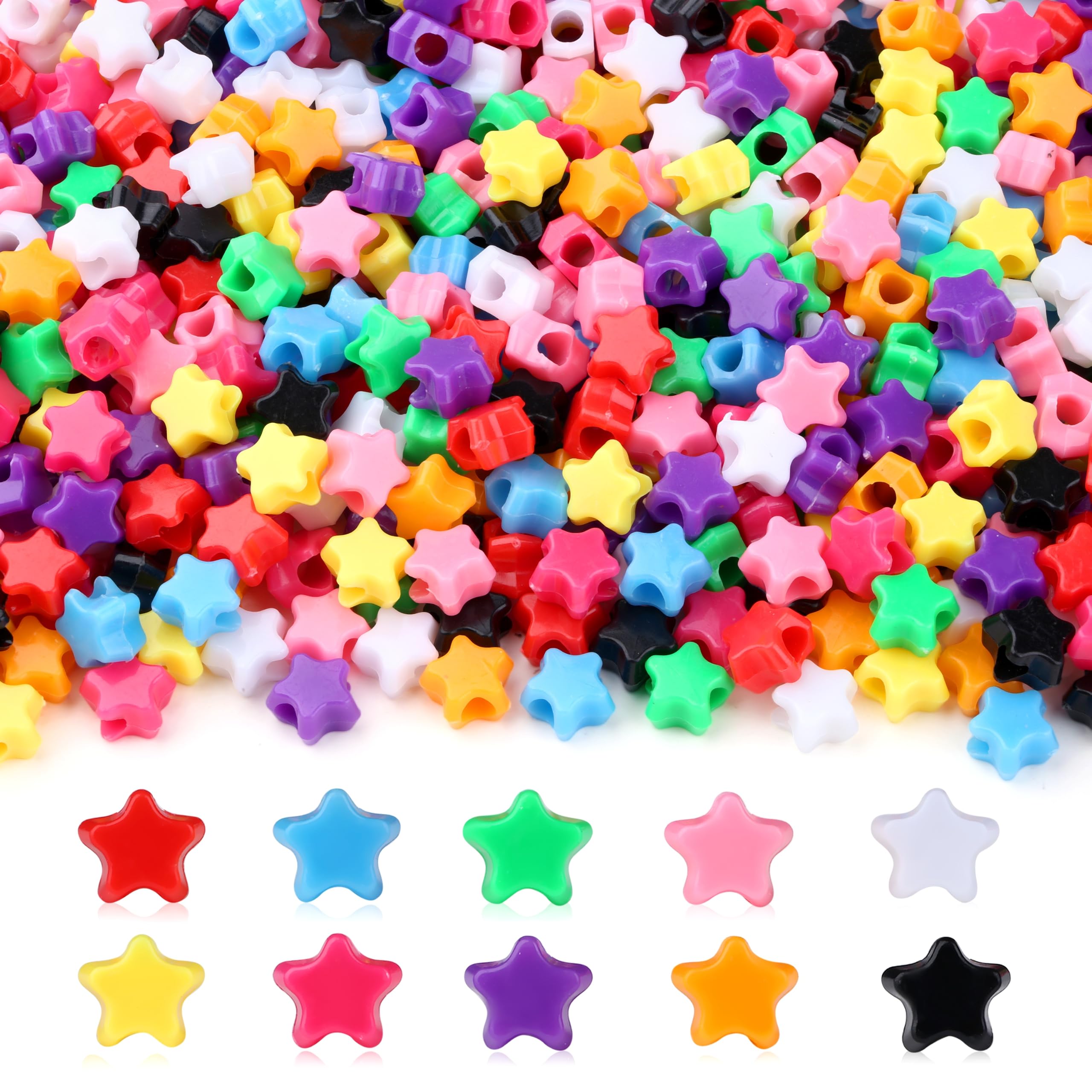 Sahoottie 1000Pcs Star Pony Beads with Storage Box