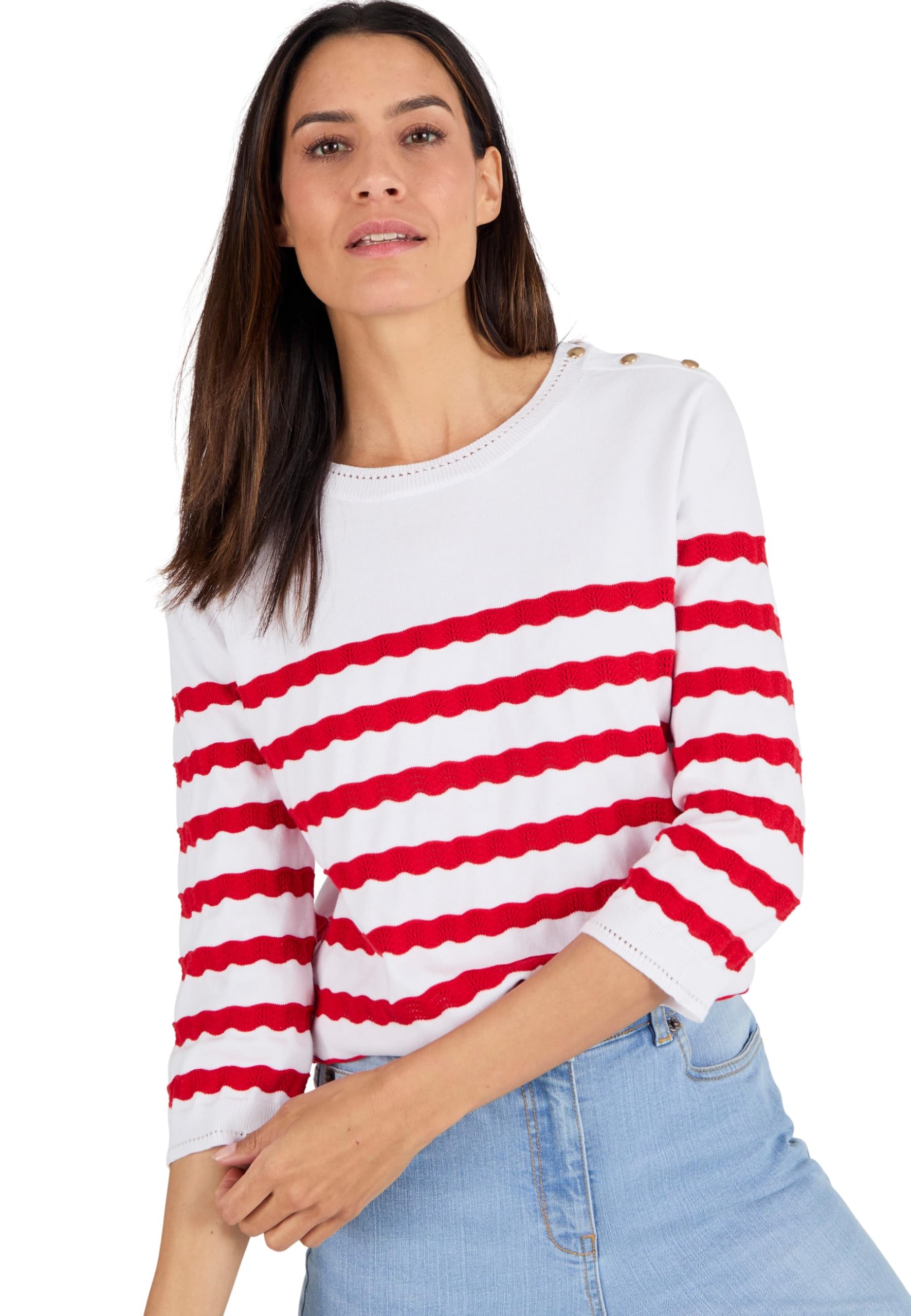Damart - Stripe Jumper, Red, 22/24