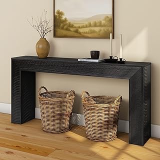 Plank+Beam 66 Inch Camden Console Table - Solid Pine Wood, Easy Assembly for Living Room or Entryway, Rustic Char