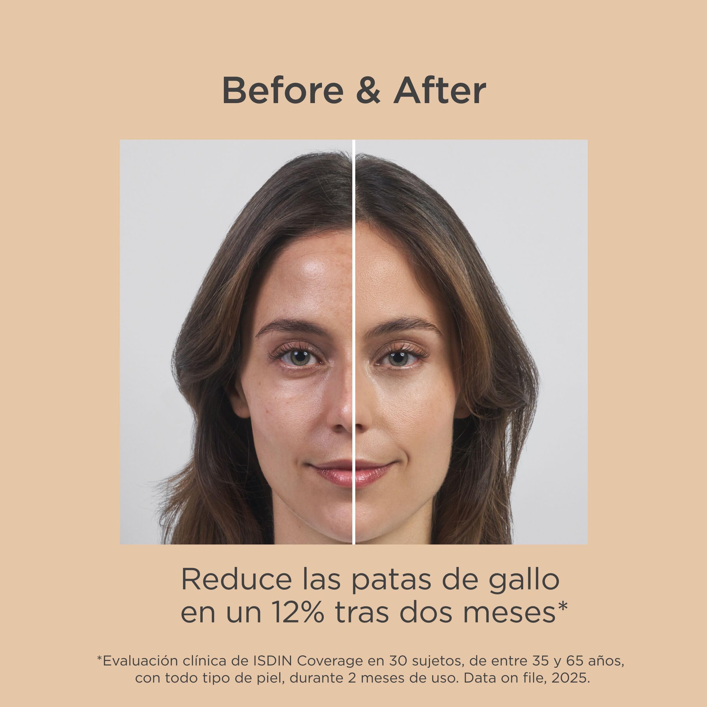 ISDIN Coverage SPF 50, Base de maquillaje con muy alta protección solar, acabado natural, acción antiedad, reduce arrugas y líneas de expresión - 30ml
