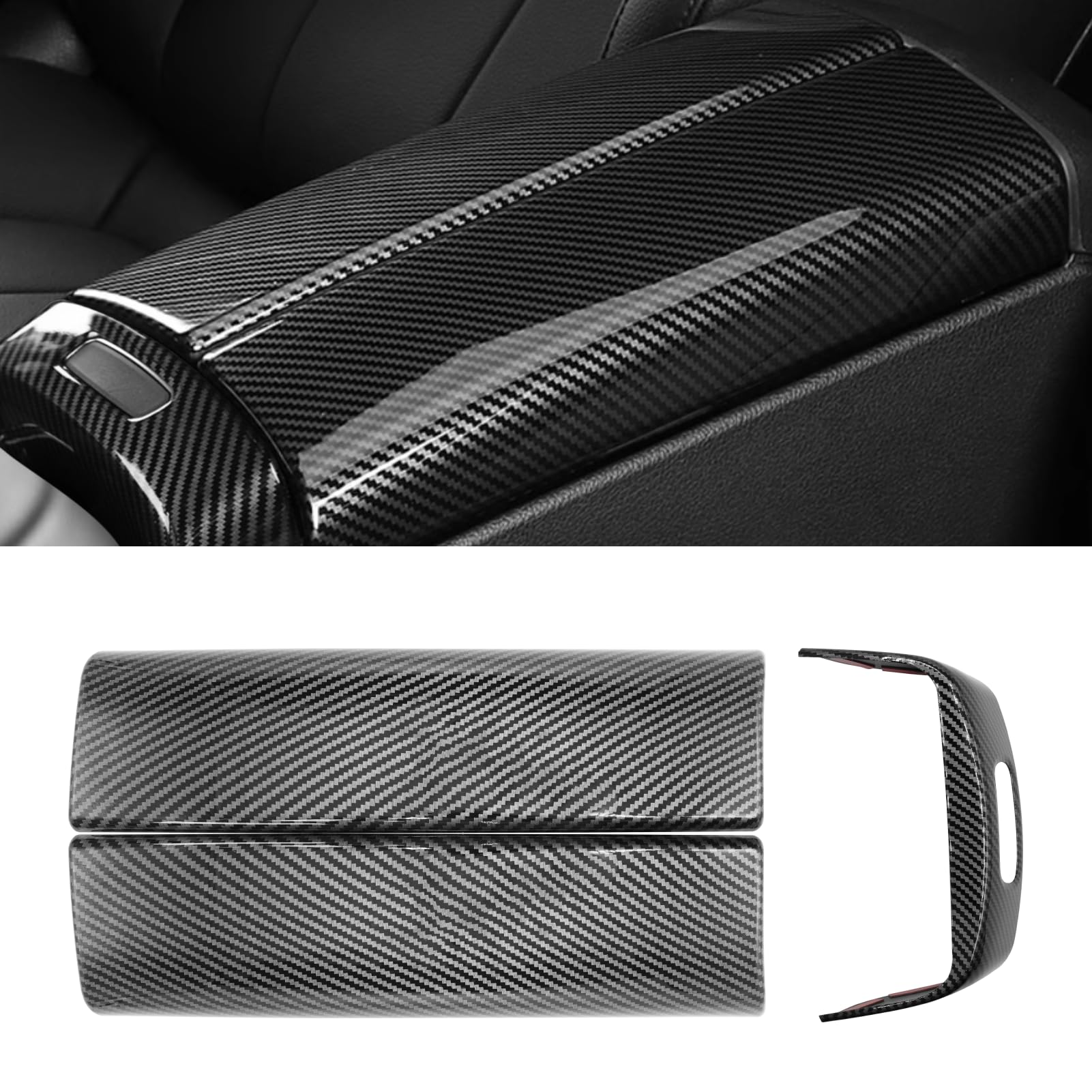 TTCR-II Compatible with 2019-2025 Mercedes Benz A Class Console Covers GLB, for Mercedes GLA Center Console Cover CLA 2021-2025, 4 Pcs for EQA Center Armrest Cover EQB (Not Real Carbon)
