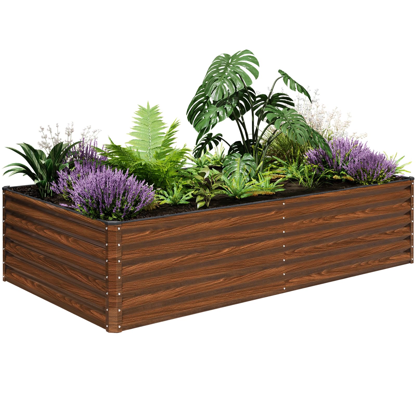 SnugNiture Galvanized Raised Garden Bed 8x4x2FT Outdoor Large Metal Planter Box Steel Kit for Planting Vegetables, Flowers