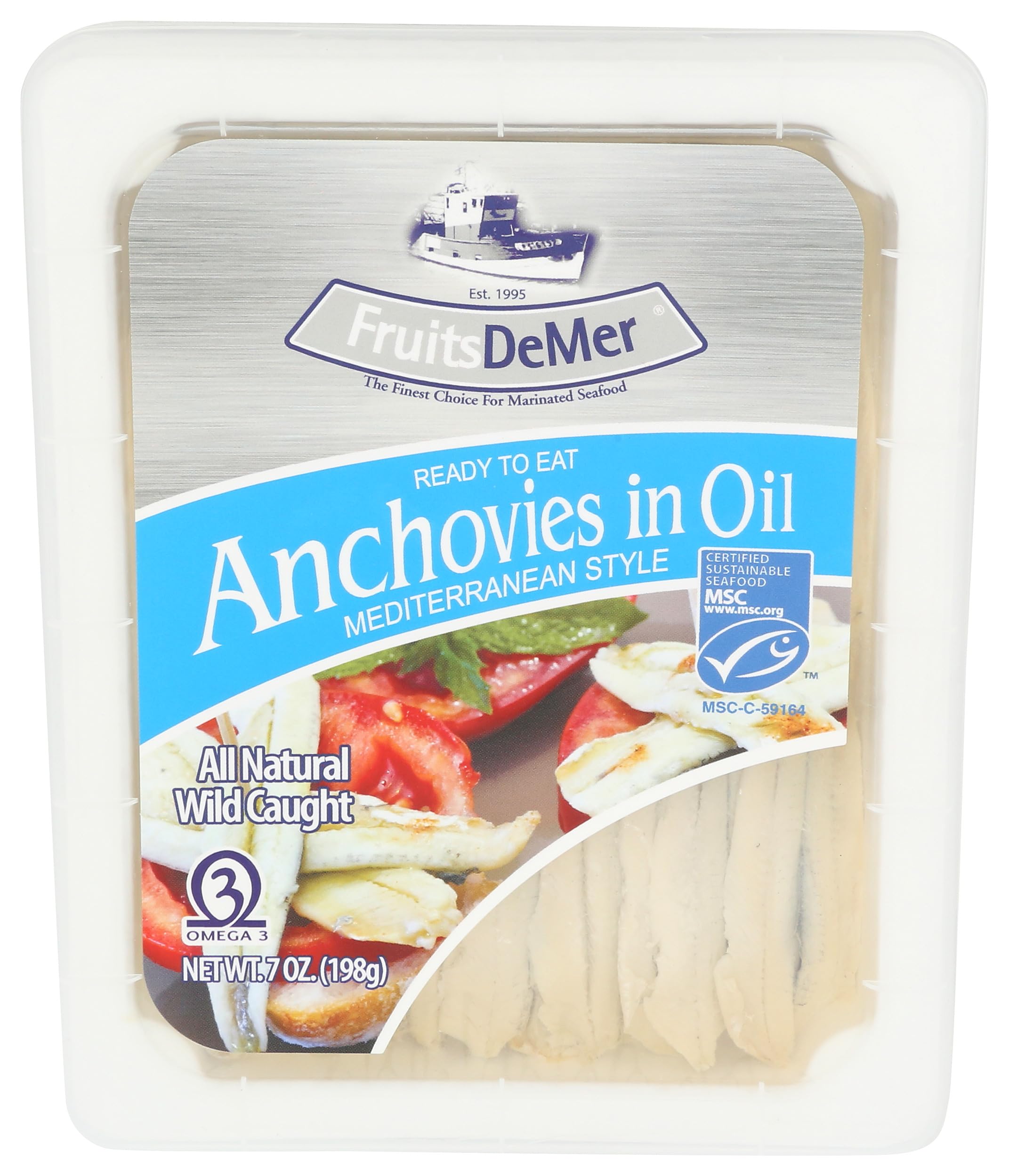 Amazon.com: Fruits De Mer, Anchovies Marinated Oil MSC, 7 Ounce