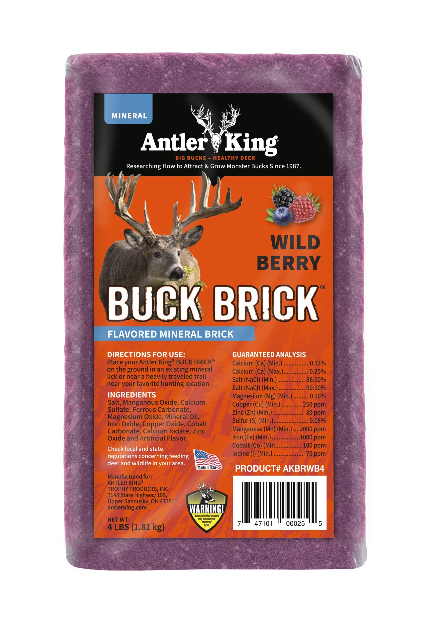 Antler King Wild Berry Flavored Buck Brick Deer Attractant, 4 lb Brick