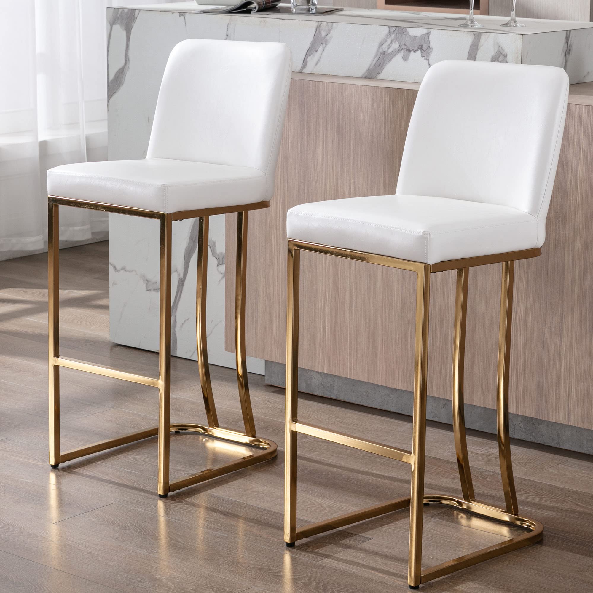 Amazon.com: VESCASA Faux Leather Bar Height Barstools with Back 