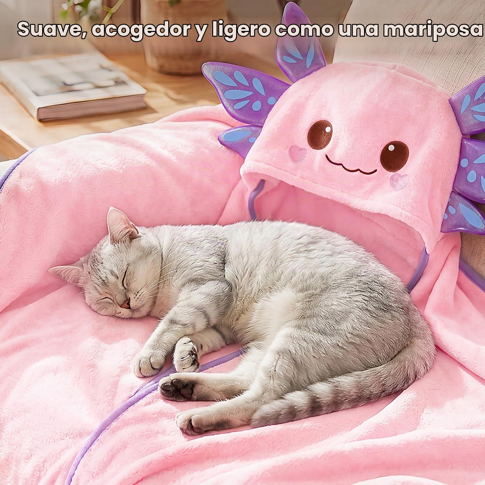 Mewaii Manta con Capucha Cómoda 130x158CM Sudadera con Capucha de Franela Unisex Bata Manta Animales Gigant Mullida Suave Cálido Regalos para Mujer Hombre