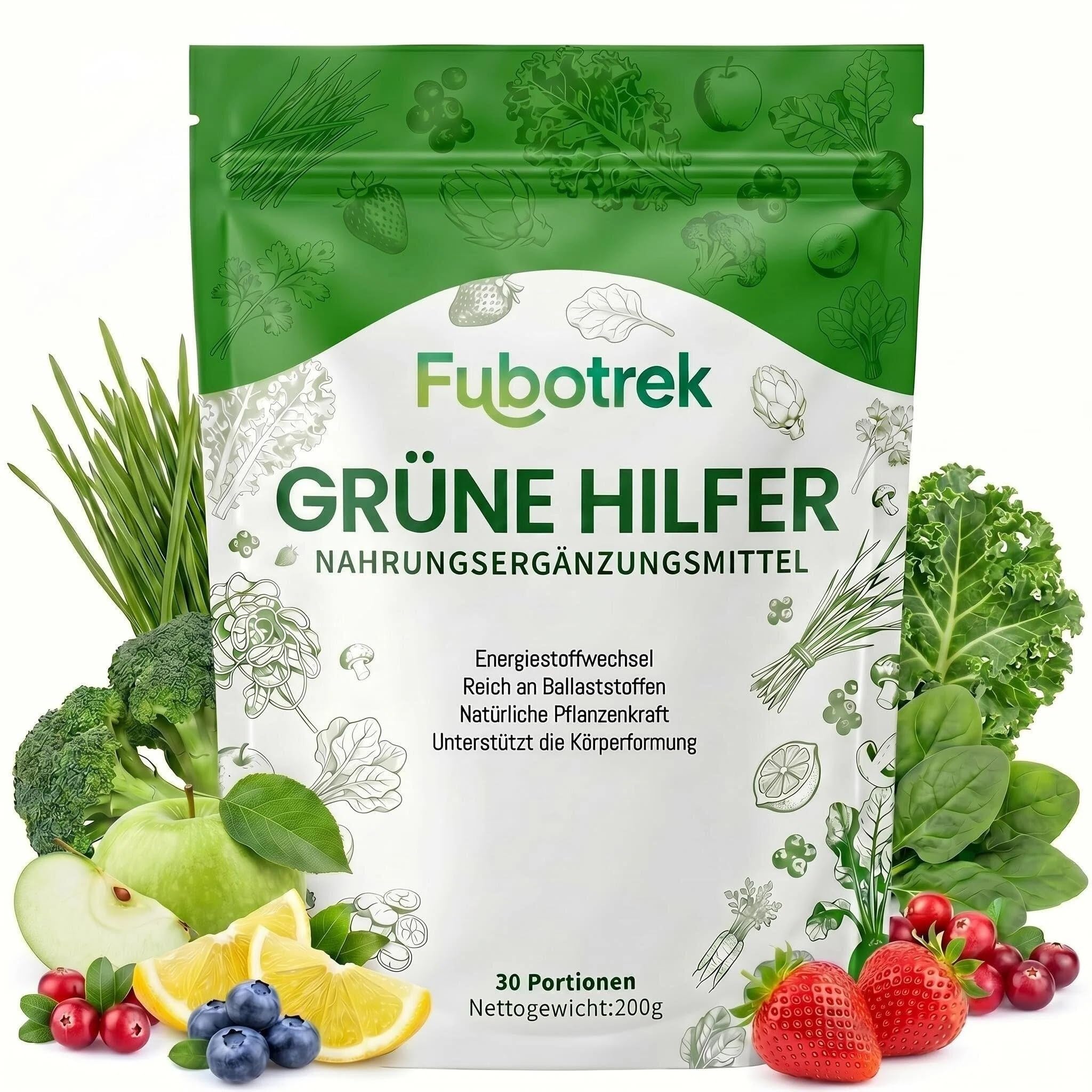 Grüne Entgiftungspulver, 200g Grüner Helper, Superfood Pulver Helfer Pflanzenpulver mit Matcha, Gerstengras, Spirulina & Heidelbeeren, Rich in Macronutrients, Micronutrients & Fiber, Vegan