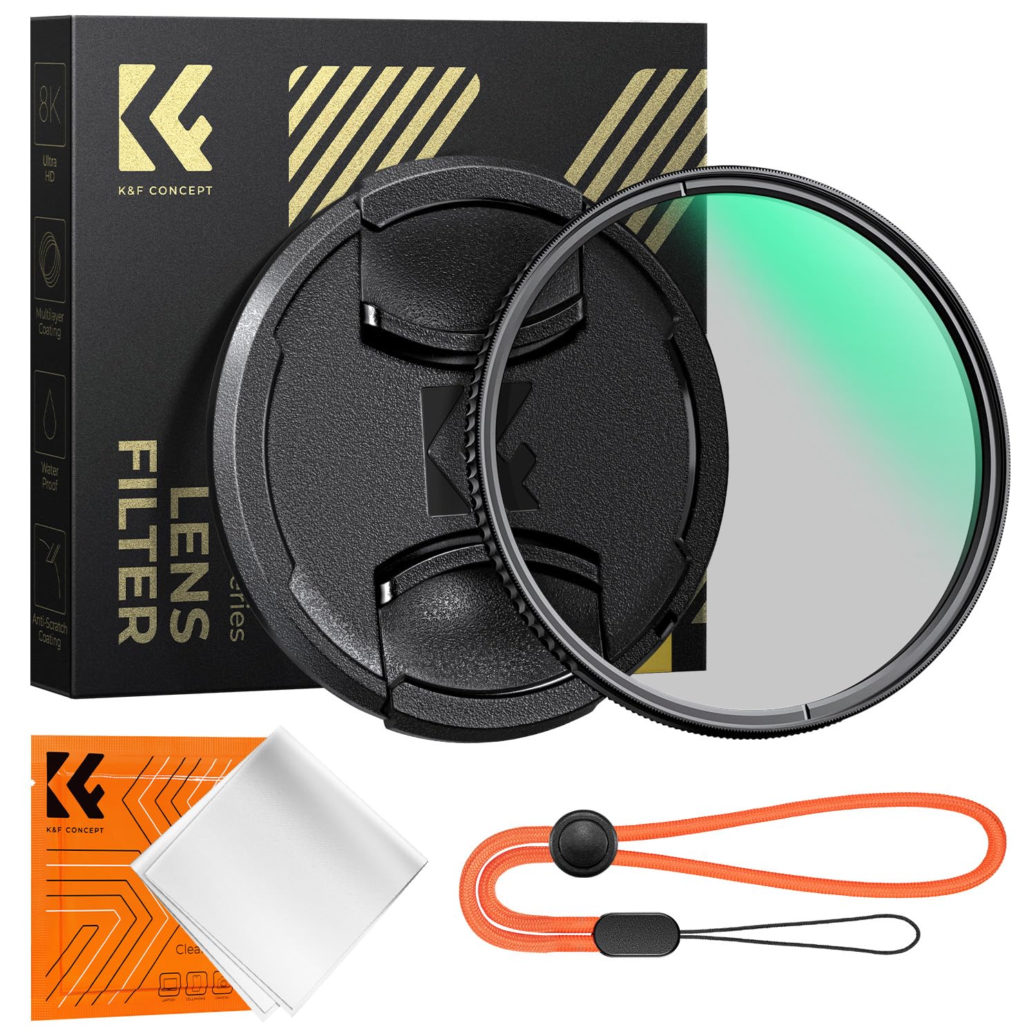 K&F CONCEPT 72mm Circular Polarizer Lens Filter with Filter Cap Cleaning Cloth Optical Glass Ultra Slim Polarizing CPL Filter with 28 Multi-Layer