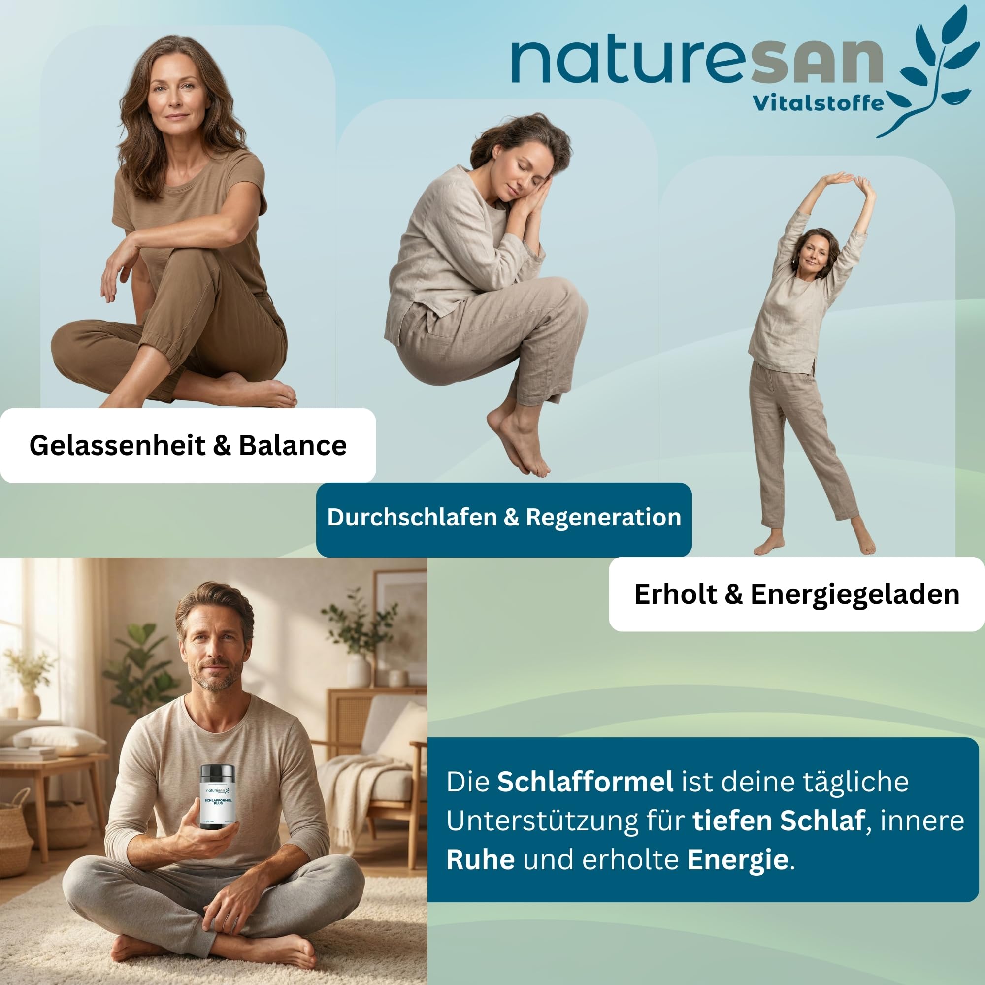 Schlafformel-Plus mit Melatonin – hochdosierte Kapseln für Einschlafen & Schlafqualität – Magnesium, Vitamin B6, GABA & Pflanzenextrakte – 60 vegan