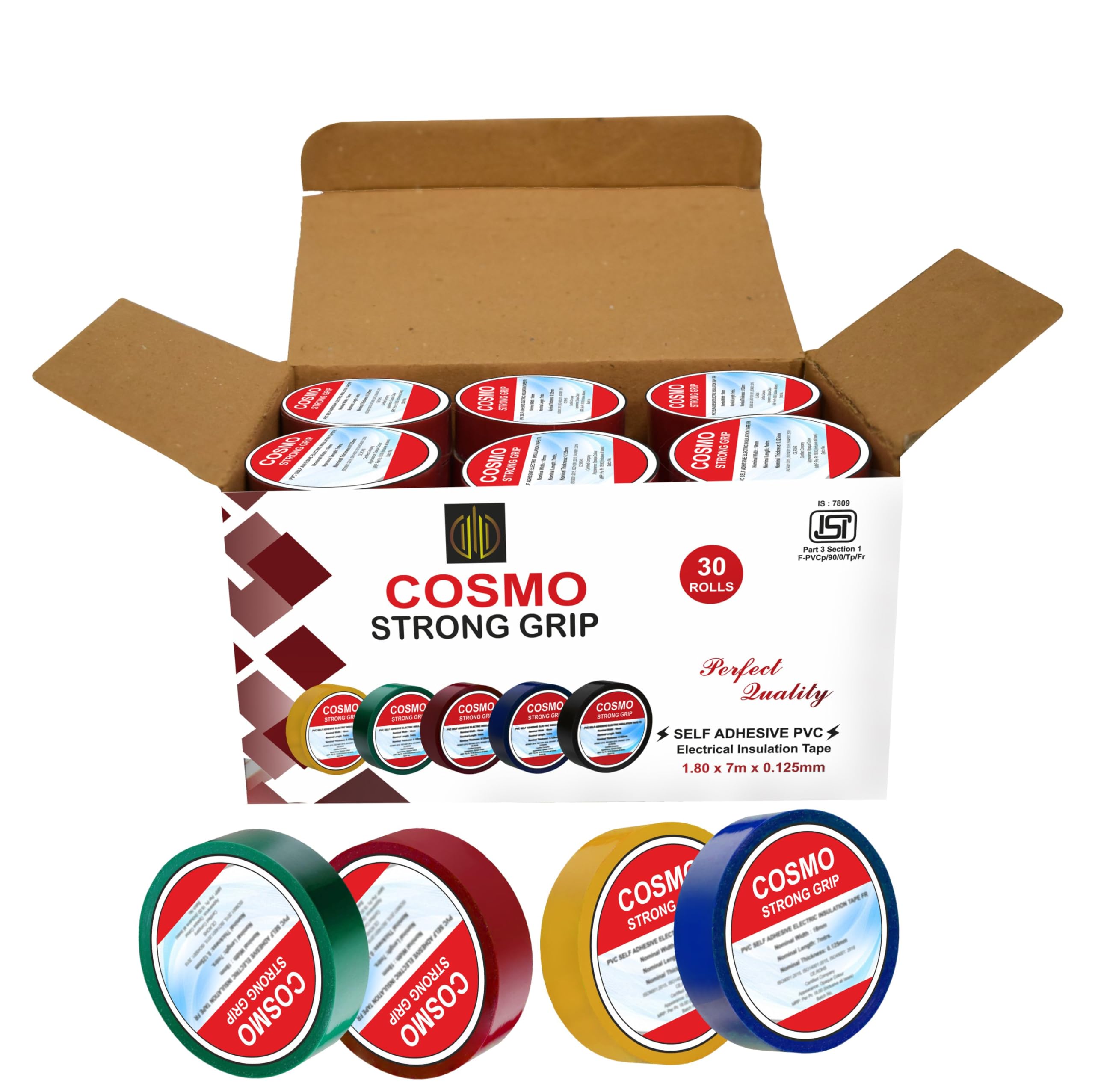 Forus Cosmo ISI Marked PVC Insulation Electrical Tape, Fire Retardant Waterproof Strong Self Adhesive Electrical Tape for household wiring, Electrical Wire Tape 18mm x 7 Meters, Blue/Yellow/Green-30Pc (B0CWS1CYTP) Amazon Price History, Amazon Price Tracker