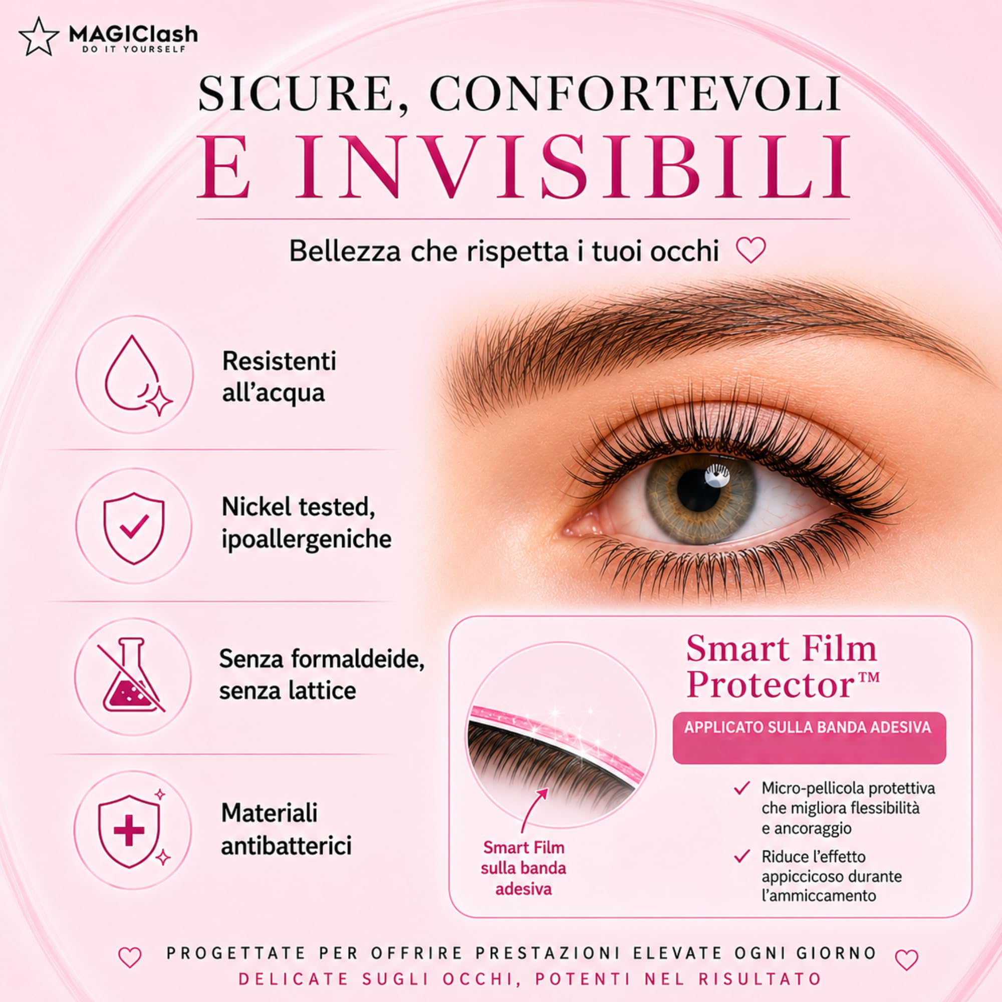 Ciglia Press and Go Natural Autoadesive Lash Cluster | Ciglia Finte Naturali Senza Colla, con Adesivo, Tenuta 10 Giorni, Sotto-Ciglia Invisibile, Leggere Ipoallergeniche Waterproof