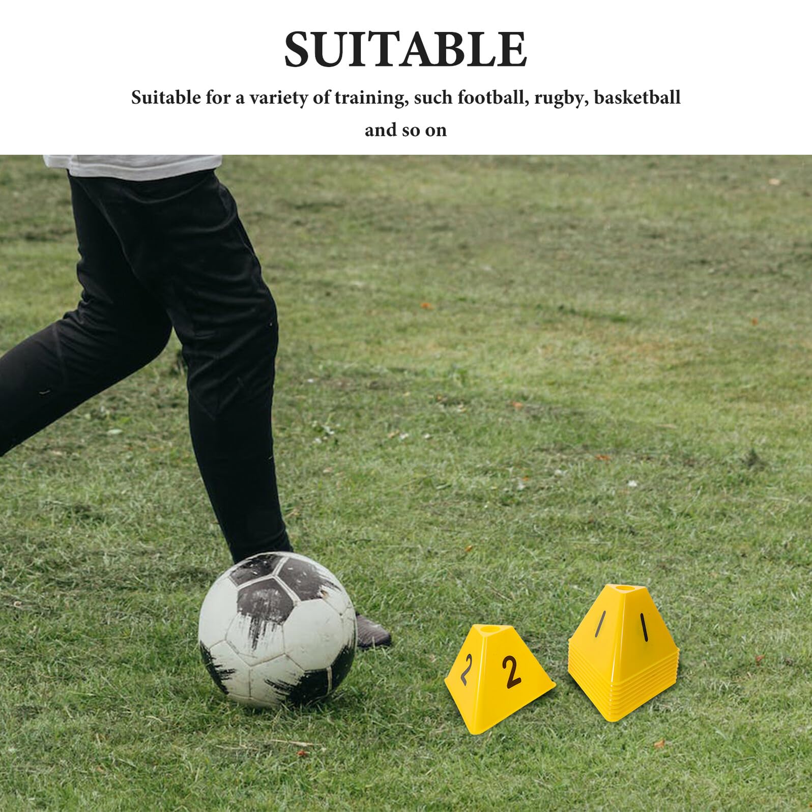 10 Piezas Conos de Entrenamiento de Fútbol Duraderos y Numerados Resistentes al Viento para Agilidad y Marcaje de Campo Actividades Deportivas al Aire Apilables y Visibles Amarillo