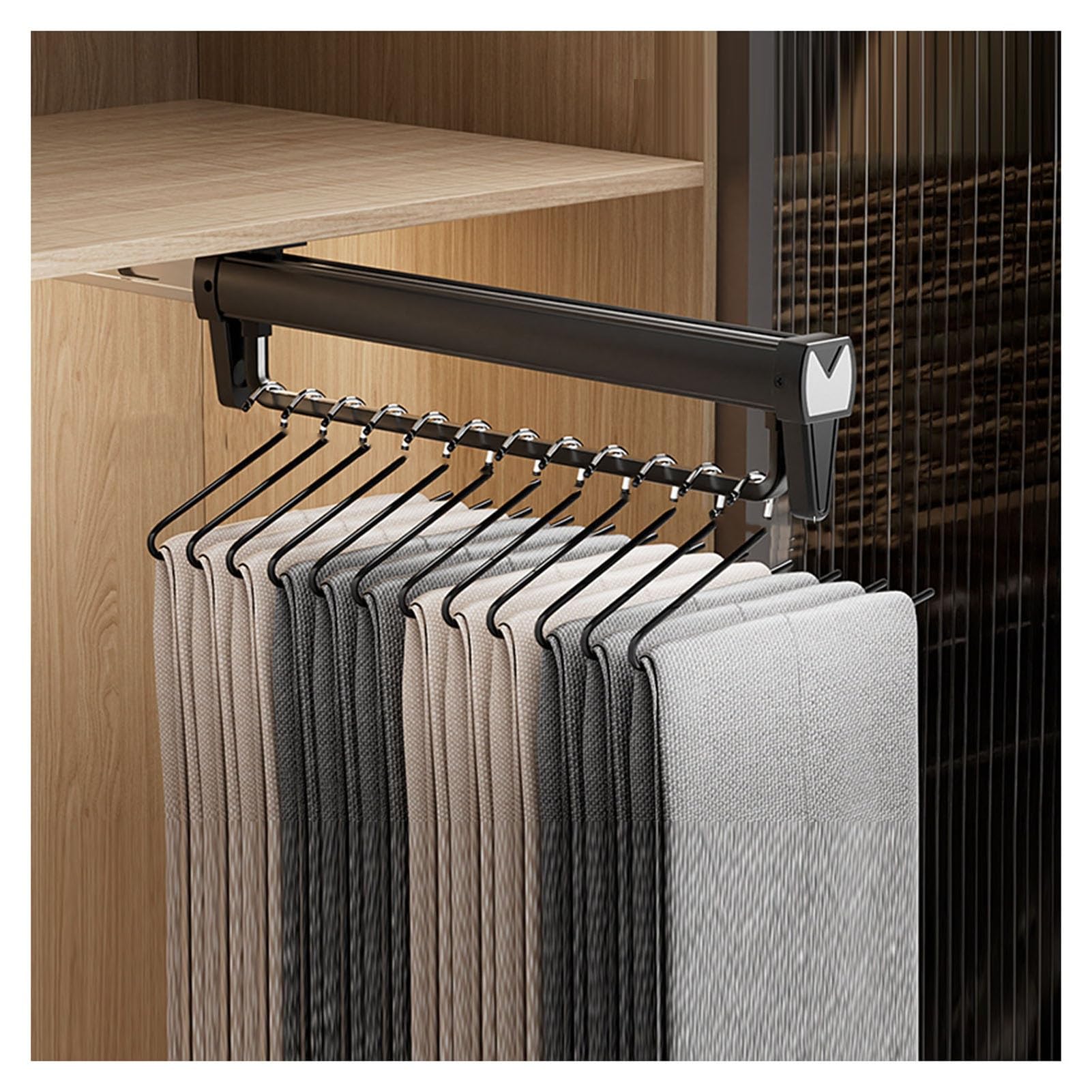 CAFIEDR Pull Out Trousers Rack,Extendable Trouser Hanger 30-55Cm,Closet Clothes Hanger Rail,For Wardrobe Trousers Clothing Storage,Save Space,Loading Capacity 25 Kg,45Cm/17.7Inch.45cm/17.7inch