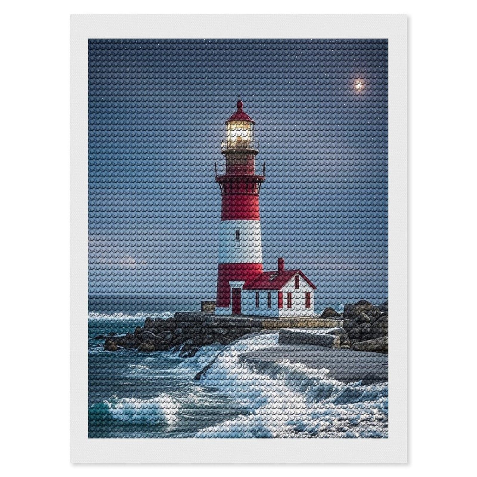 FekiLoot Lighthouse Ocean Diamond Painting Kits for Beginners DIY Diamond Art Kits for Adults Full Drill Round Diamond Dot Gem Art Painting Fun DIY Crafts for Home Kitchen Wall Decor Gift 12"x16"