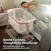 Vista 2 de HARPPA Moisés de bebé 2 en 1 con malla transpirable y colchón, 6 alturas ajustables, cama de noche con correa de anclaje, cesta de almacenamiento
