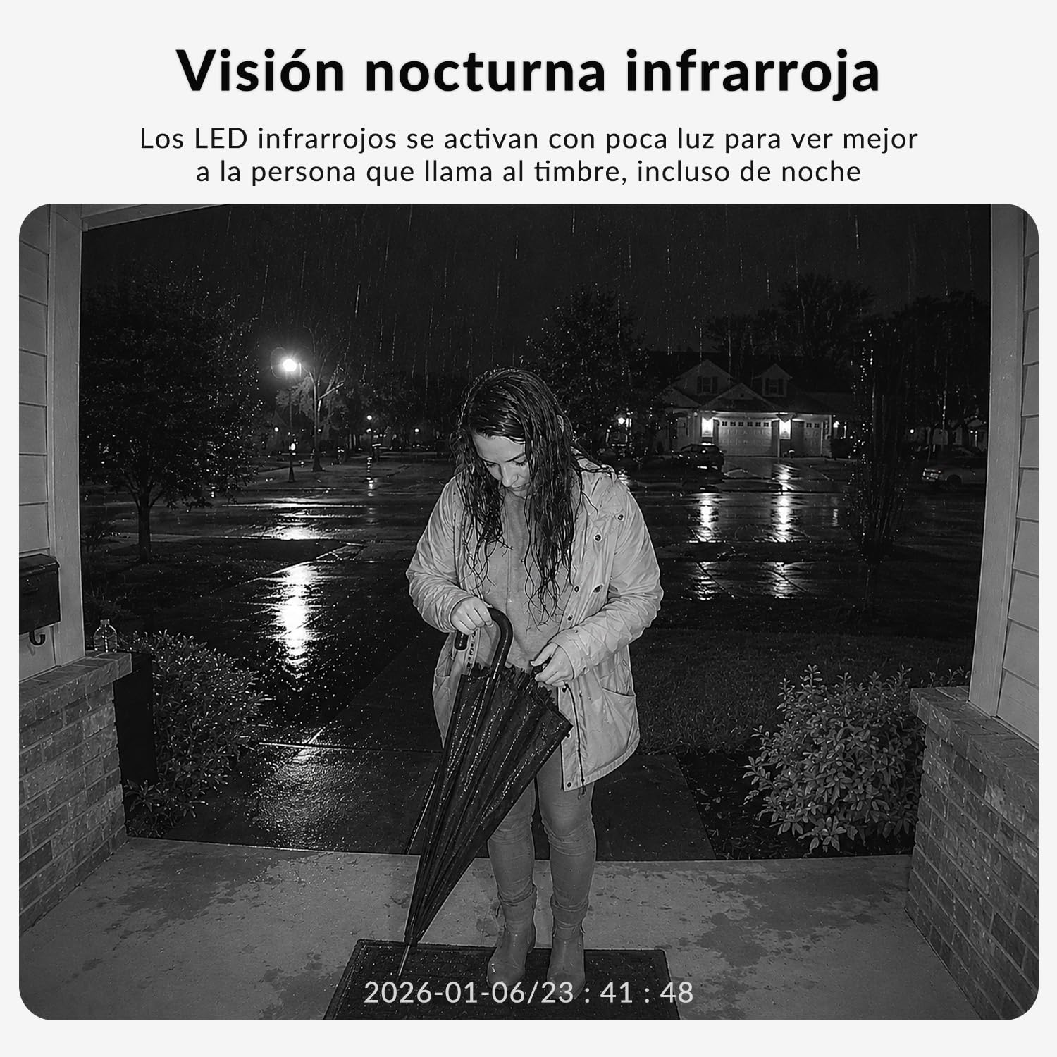 Timbre Inalámbrico con Cámara Exterior Impermeable, Videoportero Inalambrico con Pantalla de 4,5", Angular de 120°, Visión Nocturna y Audio Bidireccional, Batería de Larga Duración, No Requiere WiFi