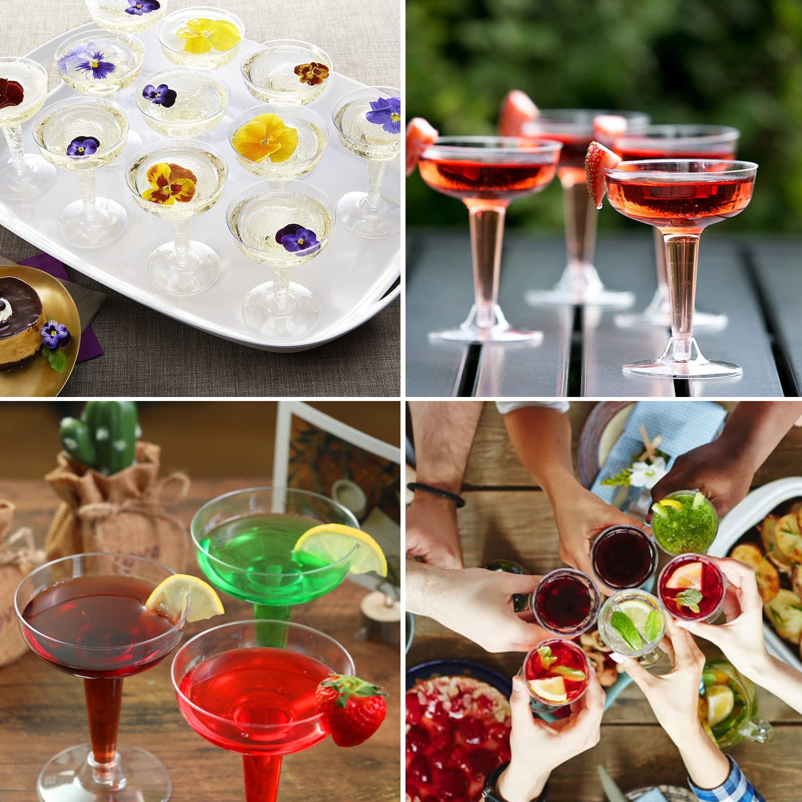 Flute Da Champagne In Plastica - 20 Pezzi Riutilizzabili Con Bordo Oro - Foto 7