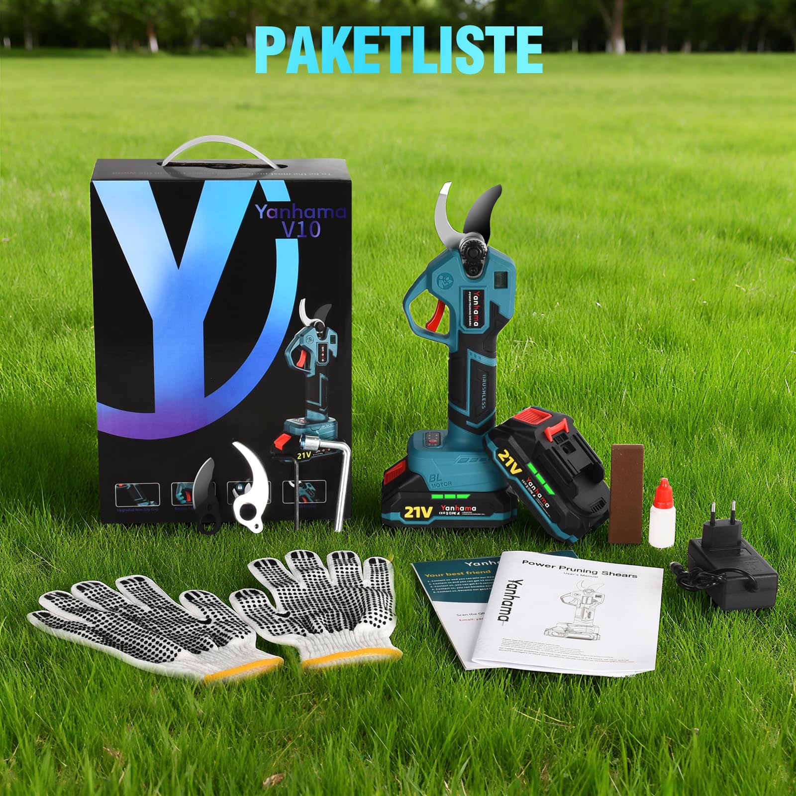 Akku Astschere 50MM Elektrische Gartenschere Kabellos für Makita mit LCD Anzeige 2x 2000mAh Batteries, Leistungsstark Leise, Professionelle Bürstenlose Gartenschere für Zweige, Sträucher, Stämme